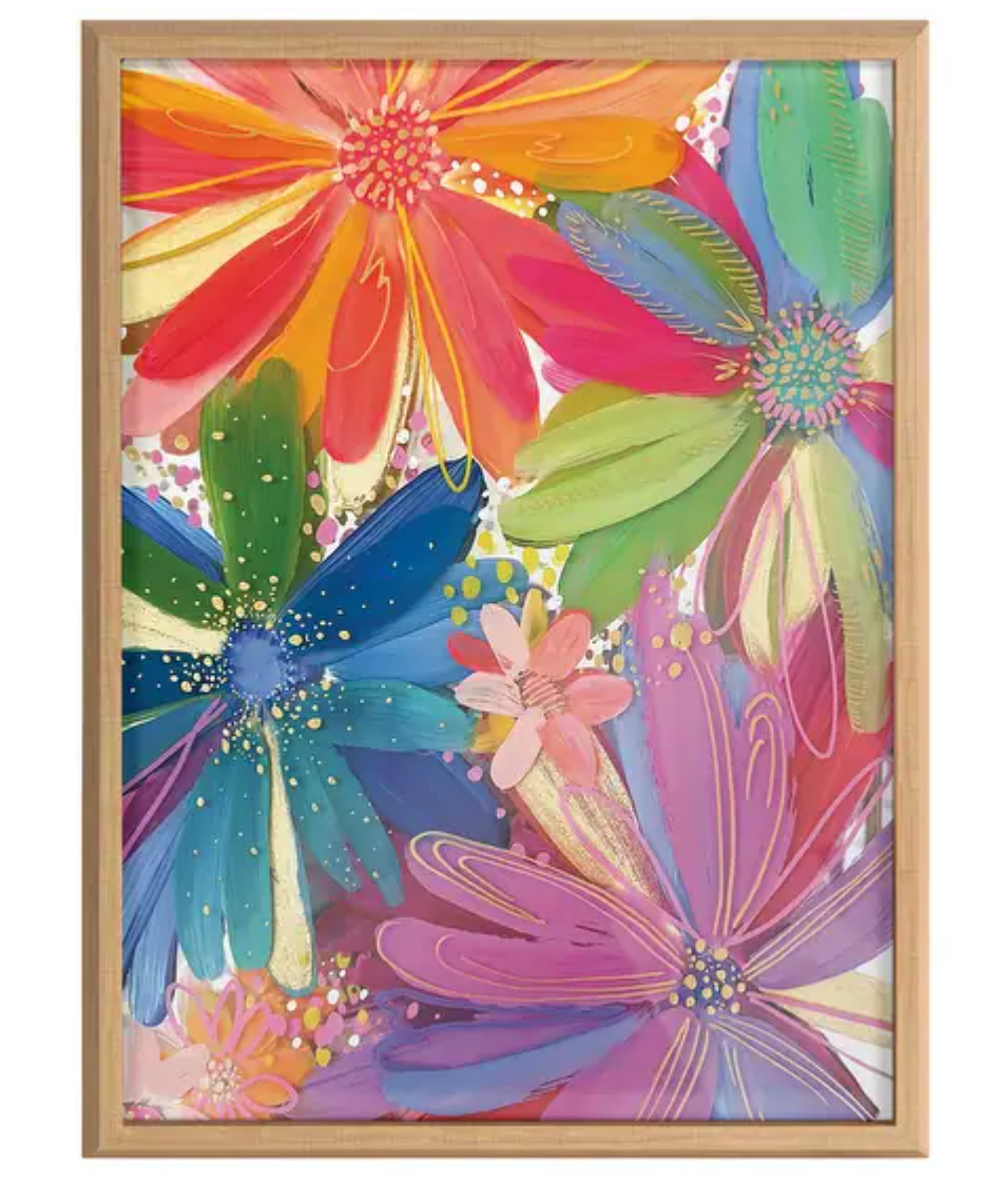 Colorful flowers 24x32 framed printed glass 💐