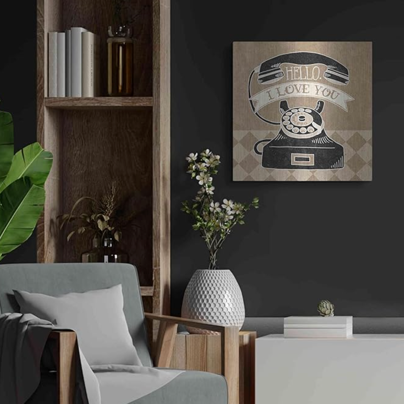 Hello I Love You metal wall art ☎