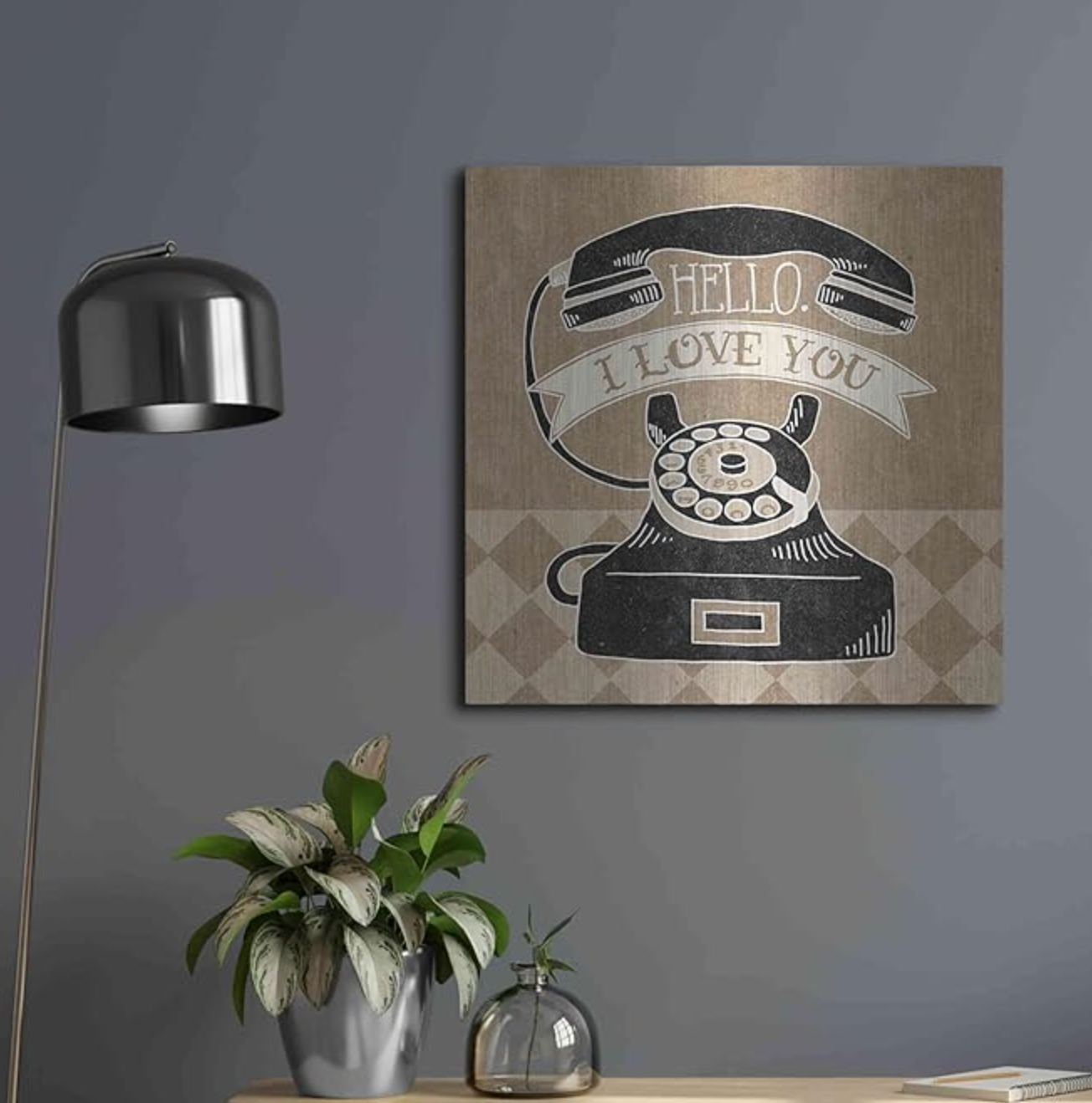 Hello I Love You metal wall art ☎