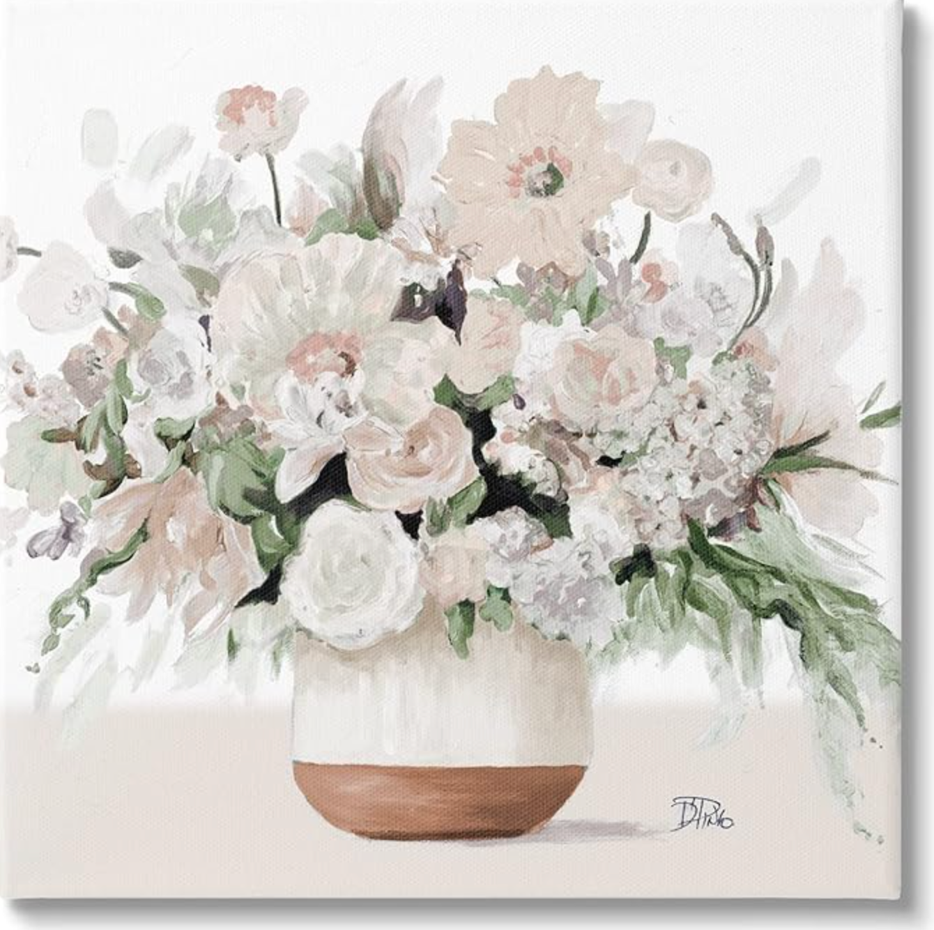 Blooming white flower arrangement canvas 🌸
