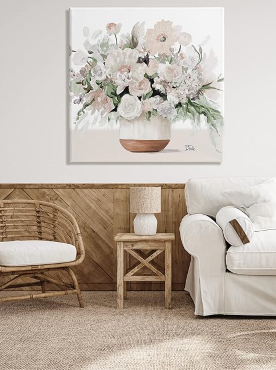 Blooming white flower arrangement canvas 🌸