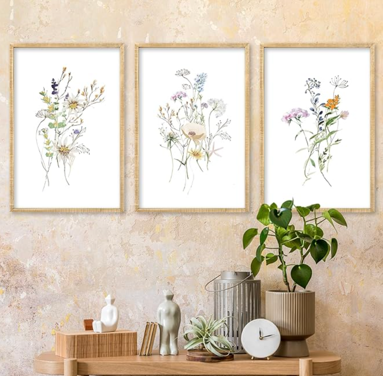 Set of 3 boho 16x24 wildflower wood prints 🌼