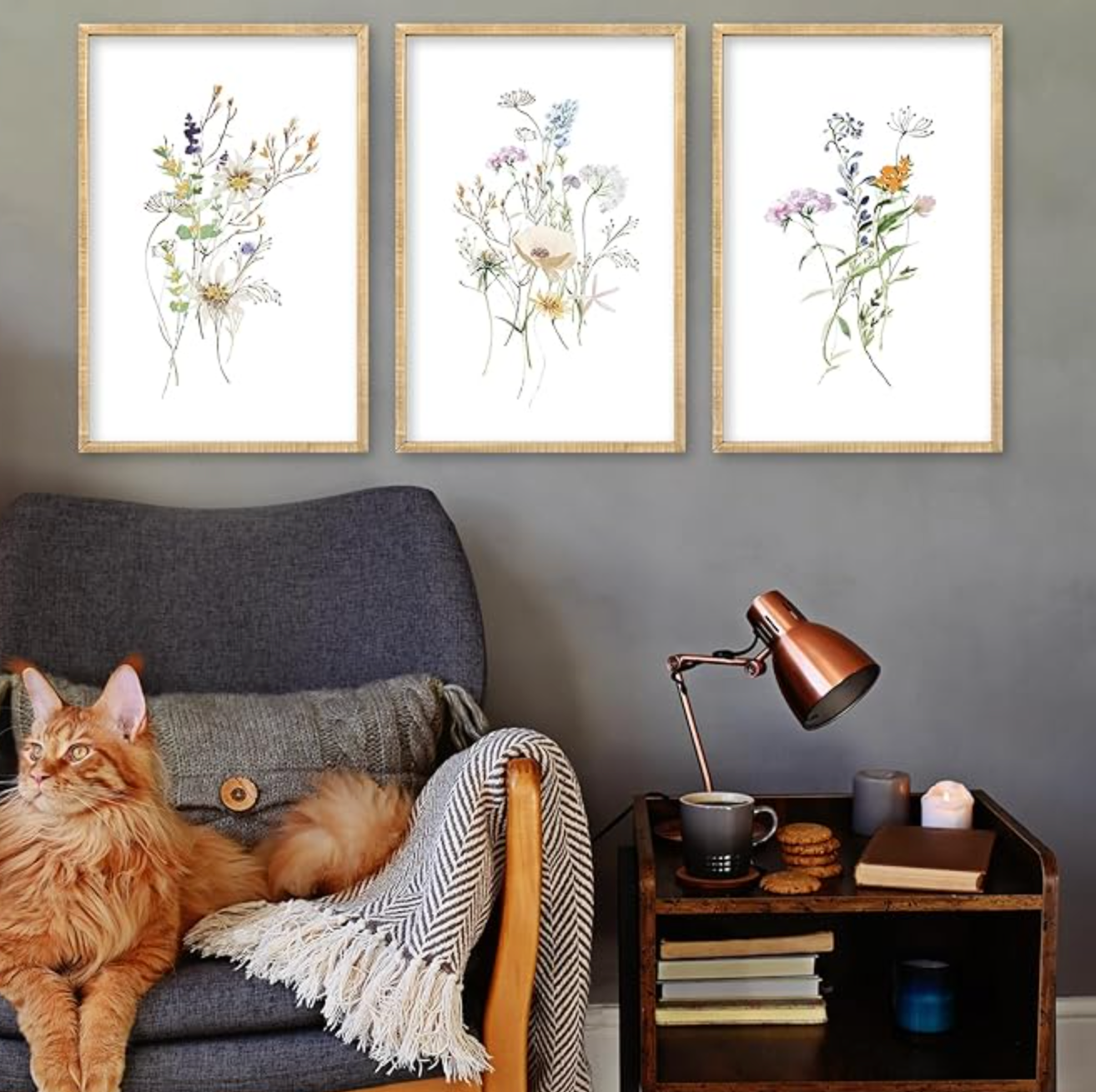 Set of 3 boho 16x24 wildflower wood prints 🌼