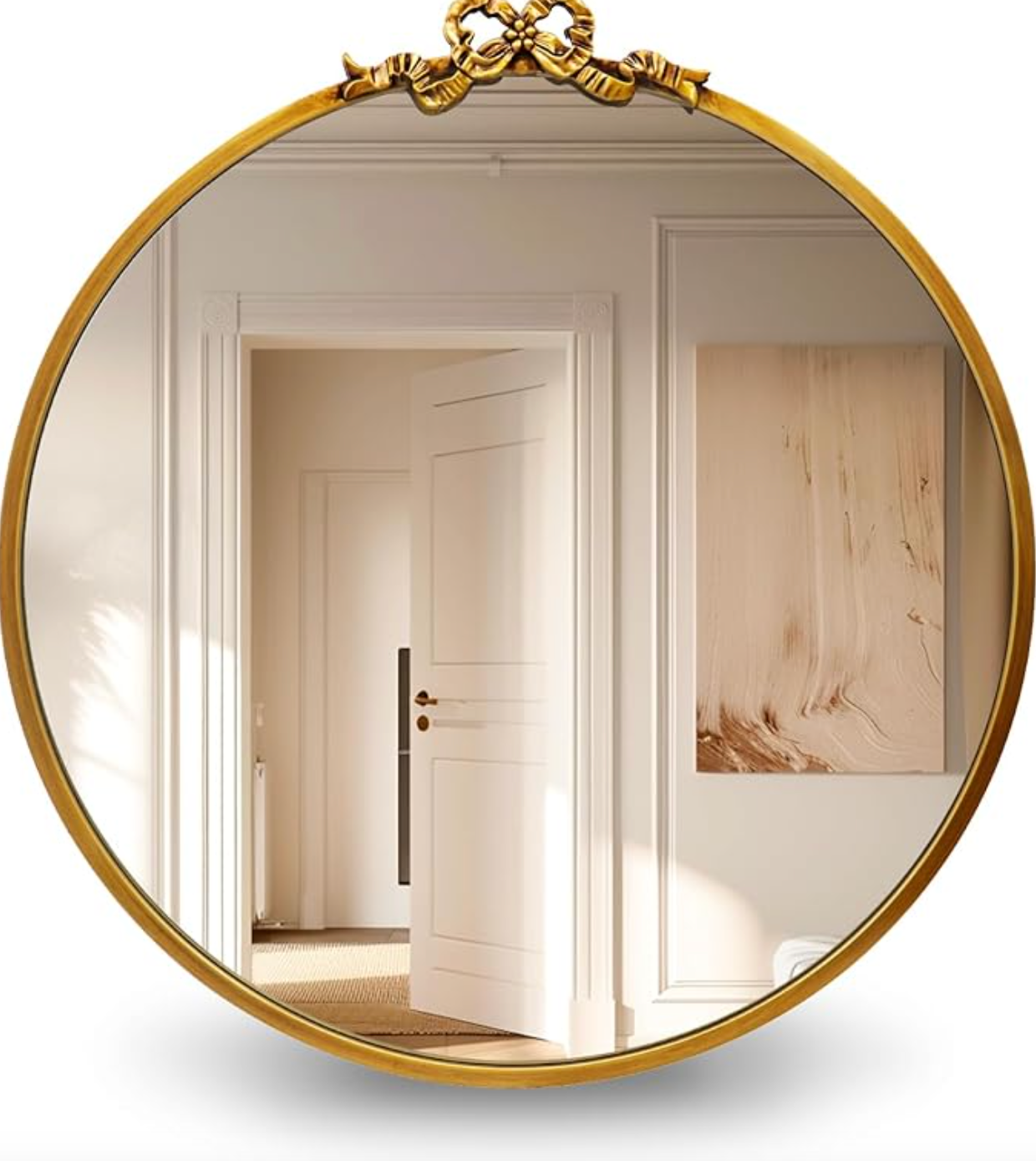 Ornate baroque gold vintage 27.5" round mirror 🪞