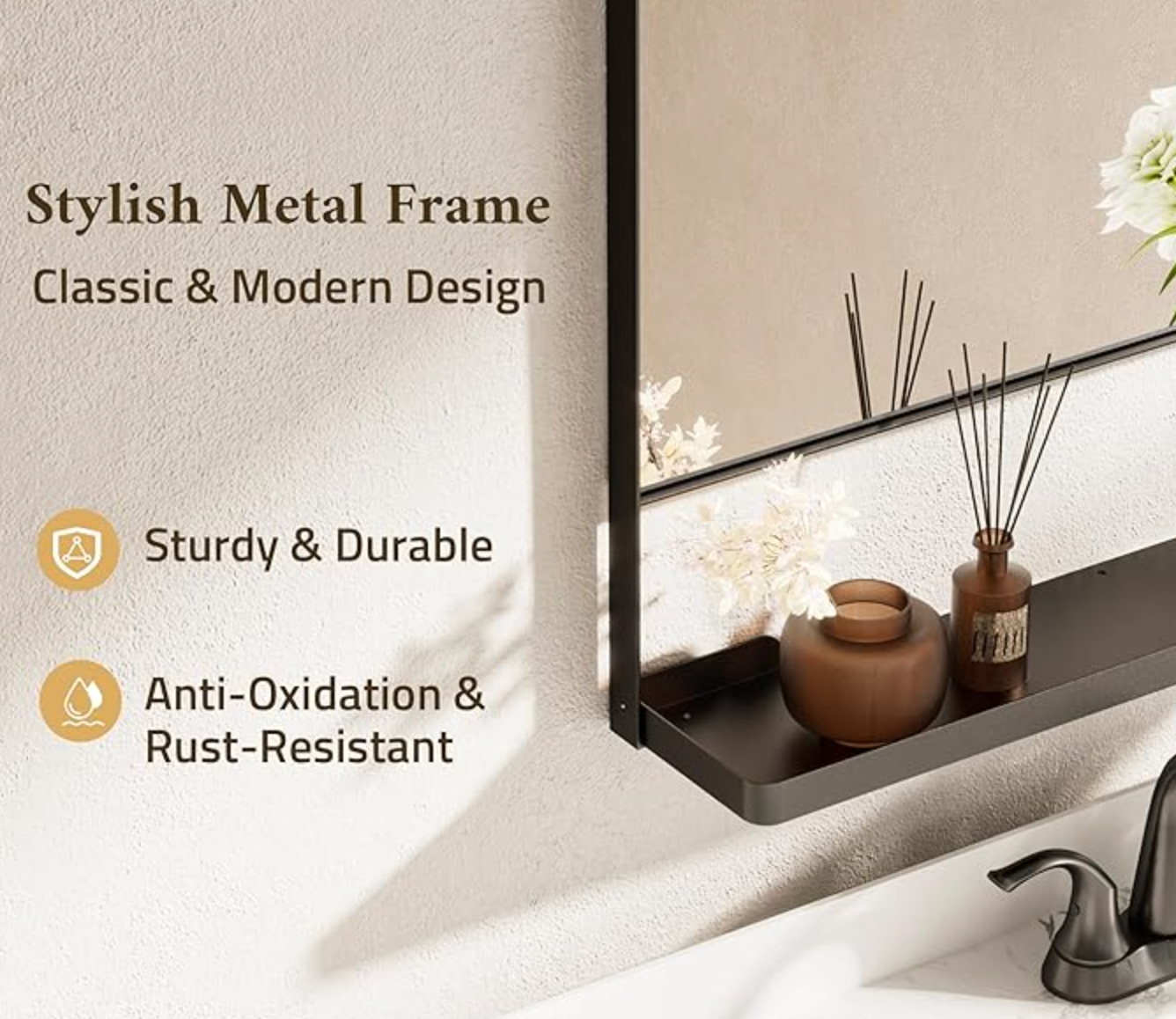 Gold 24x32 metal framed rectangular mirror🪞