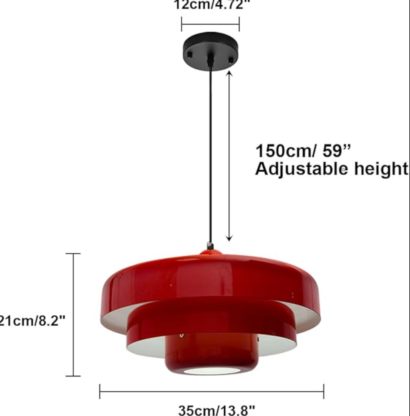 Industrial red pendant light w/ 14" dome 💋