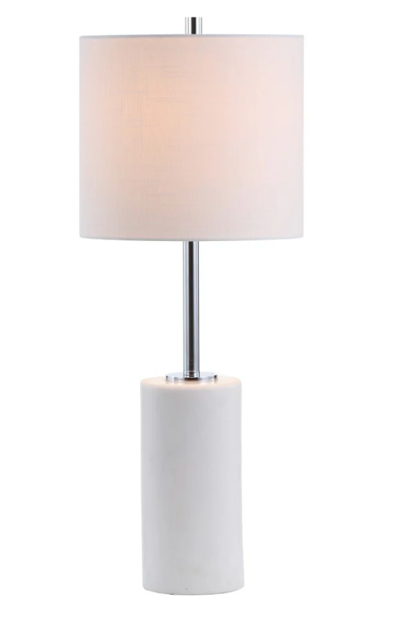 Modern 25.5" white marble & chrome lamp 🤍