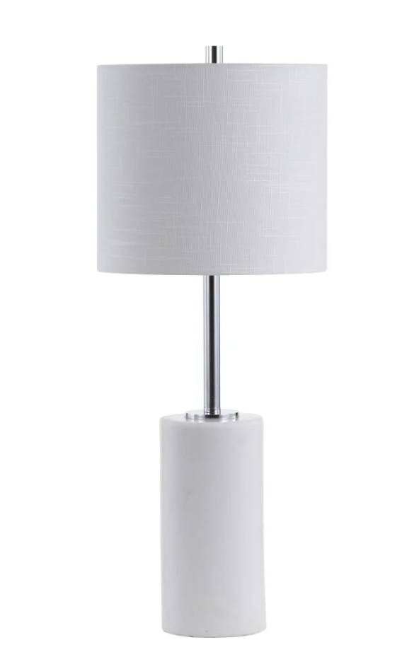 Modern 25.5" white marble & chrome lamp 🤍