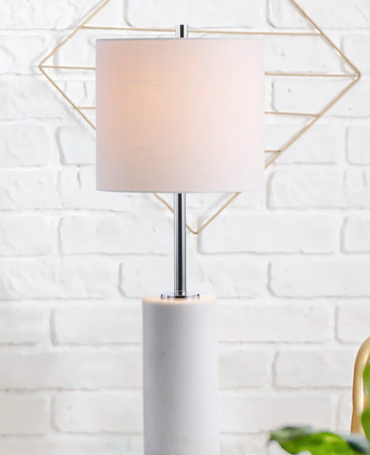 Modern 25.5" white marble & chrome lamp 🤍