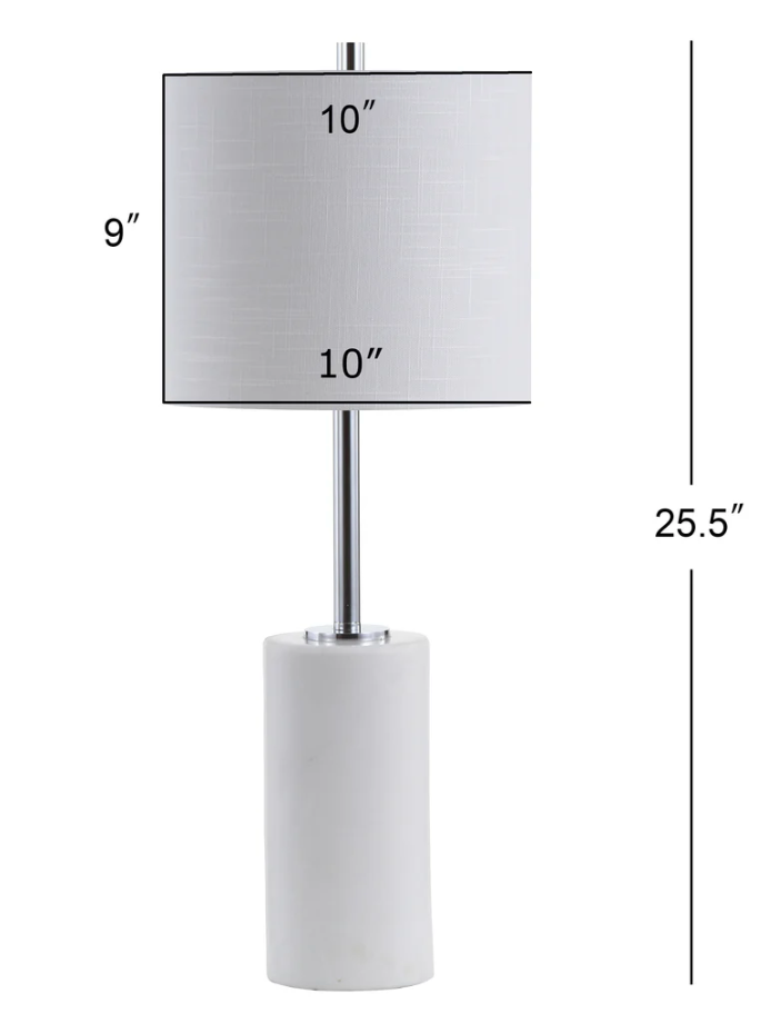 Modern 25.5" white marble & chrome lamp 🤍