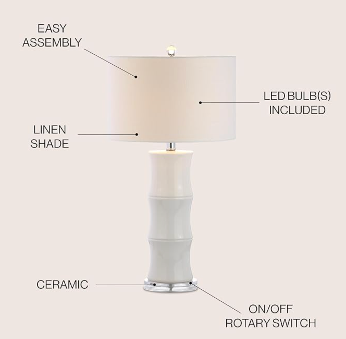 Tiki 26.5" white ceramic table lamp 💡