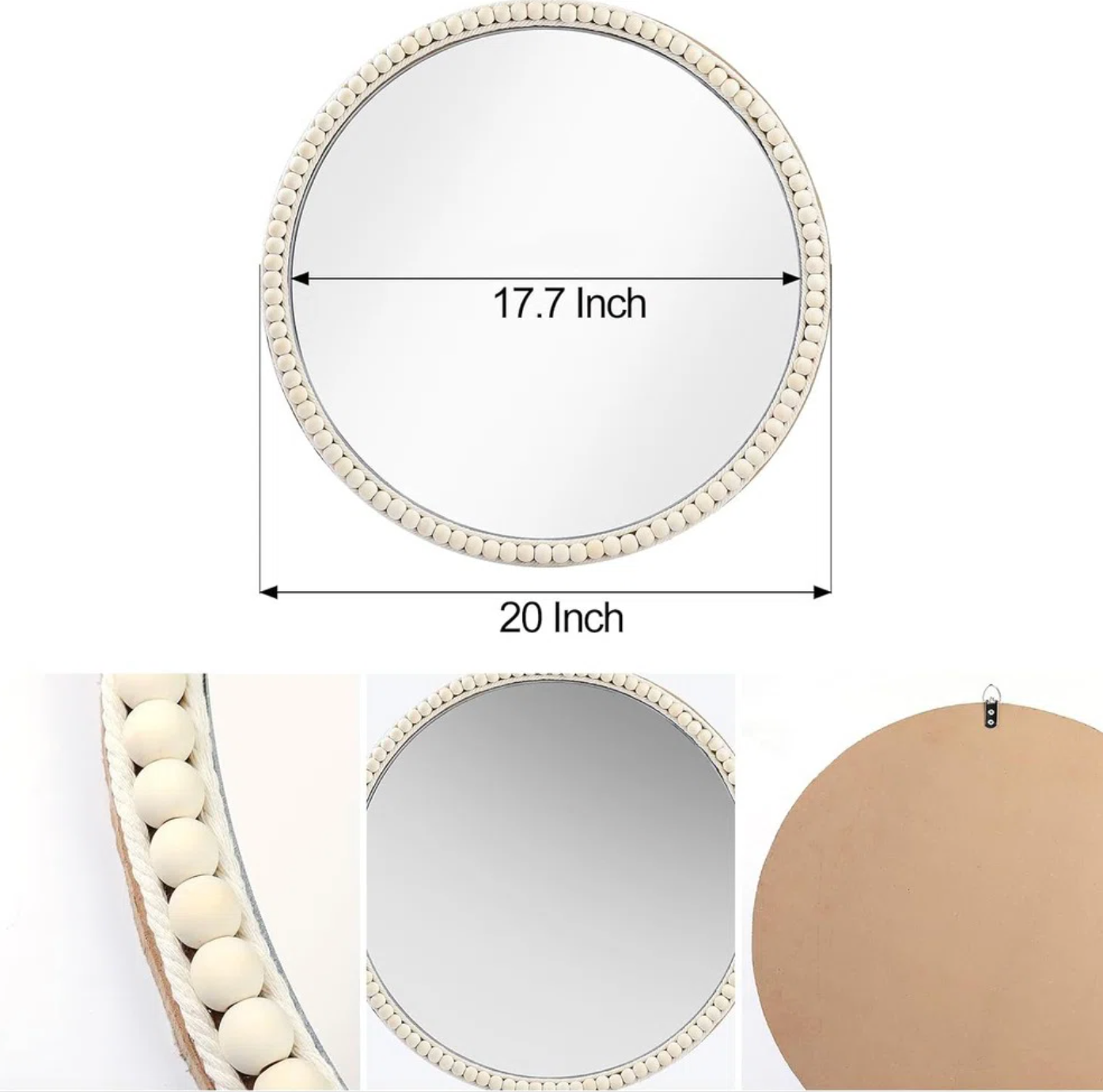 Boho beaded 20" round mirror 🌷