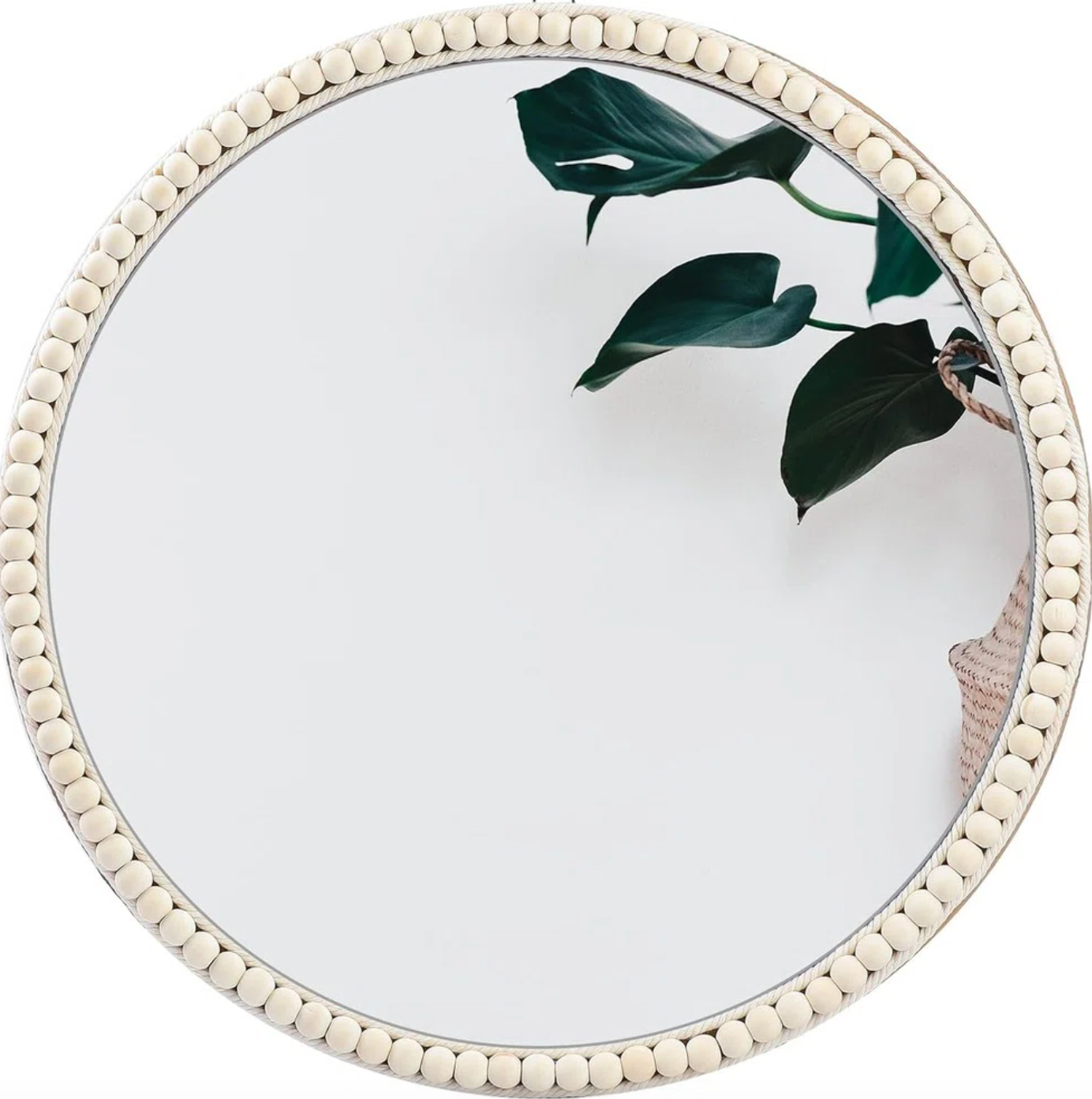 Boho beaded 20" round mirror 🌷