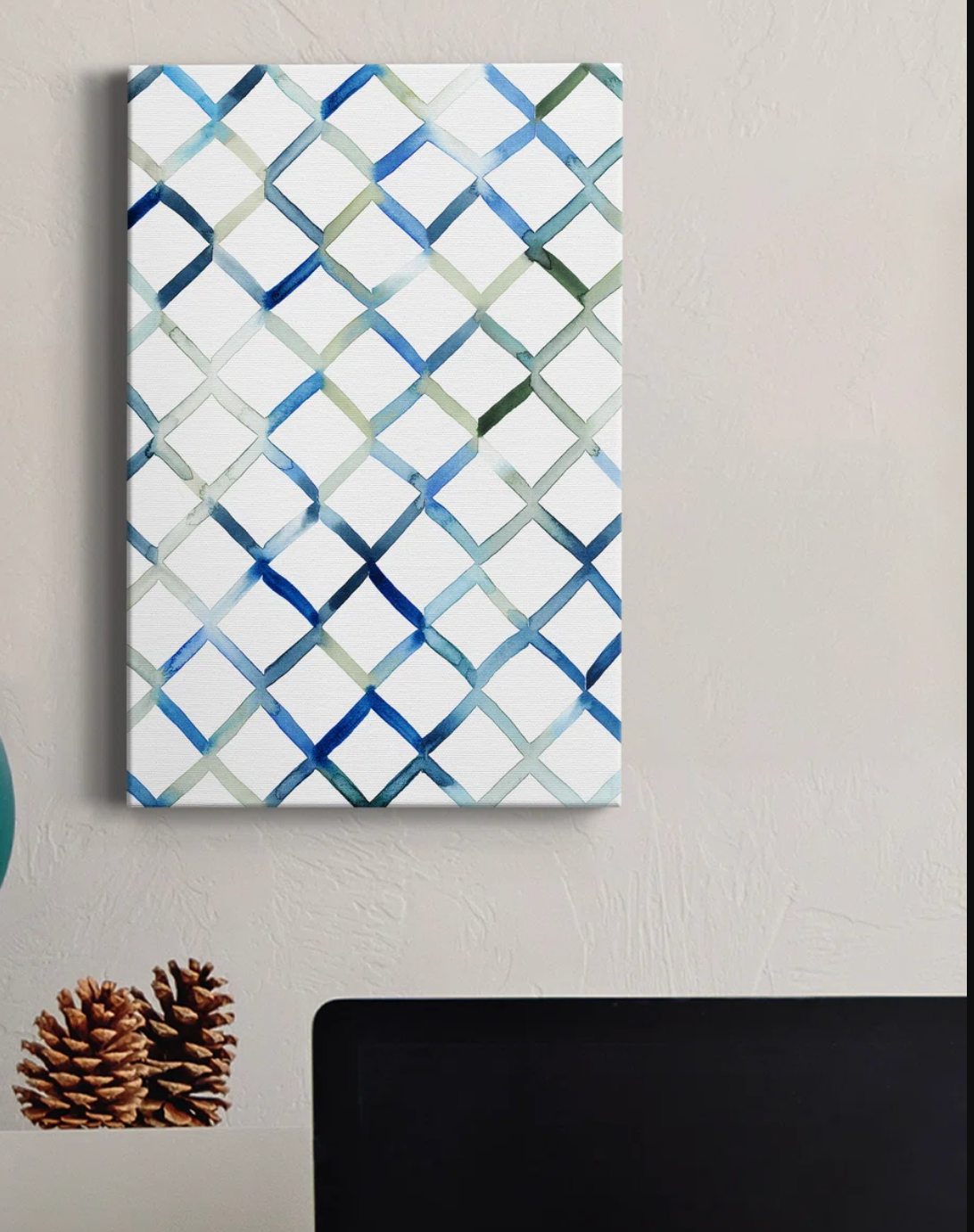 Sea lattice (blue, green, & white) 32x48 canvas 🐬