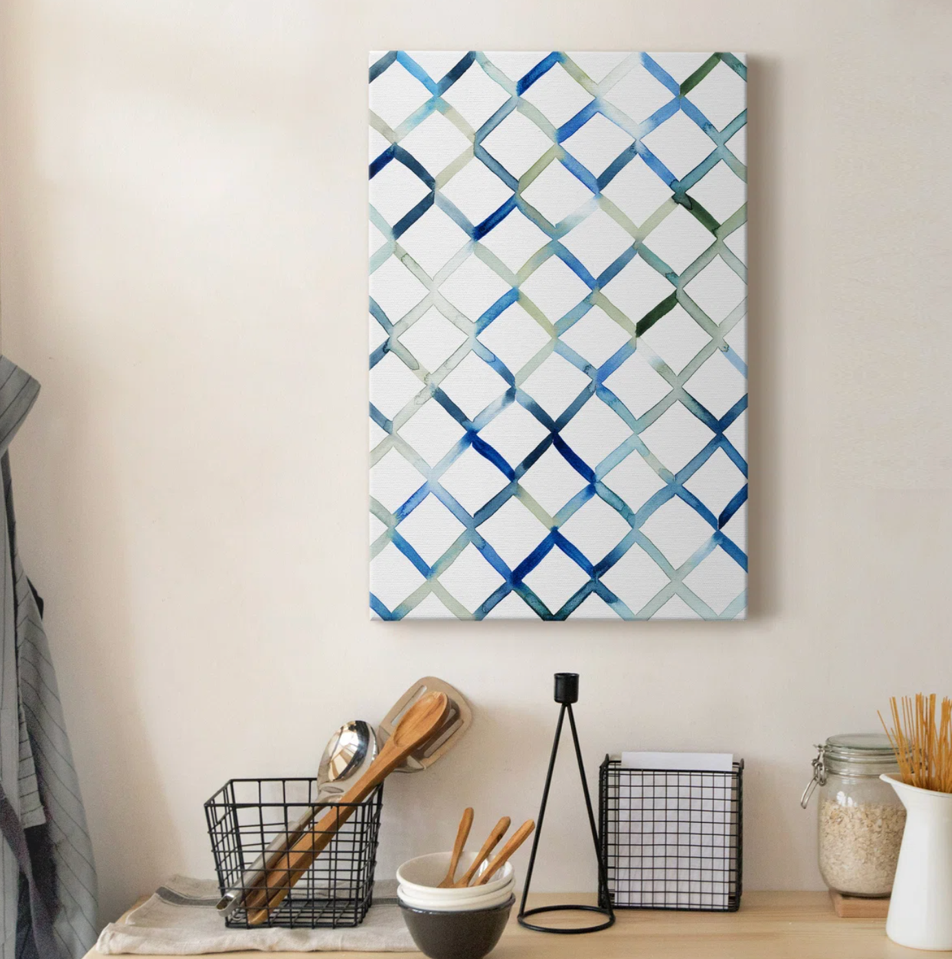 Sea lattice (blue, green, & white) 32x48 canvas 🐬