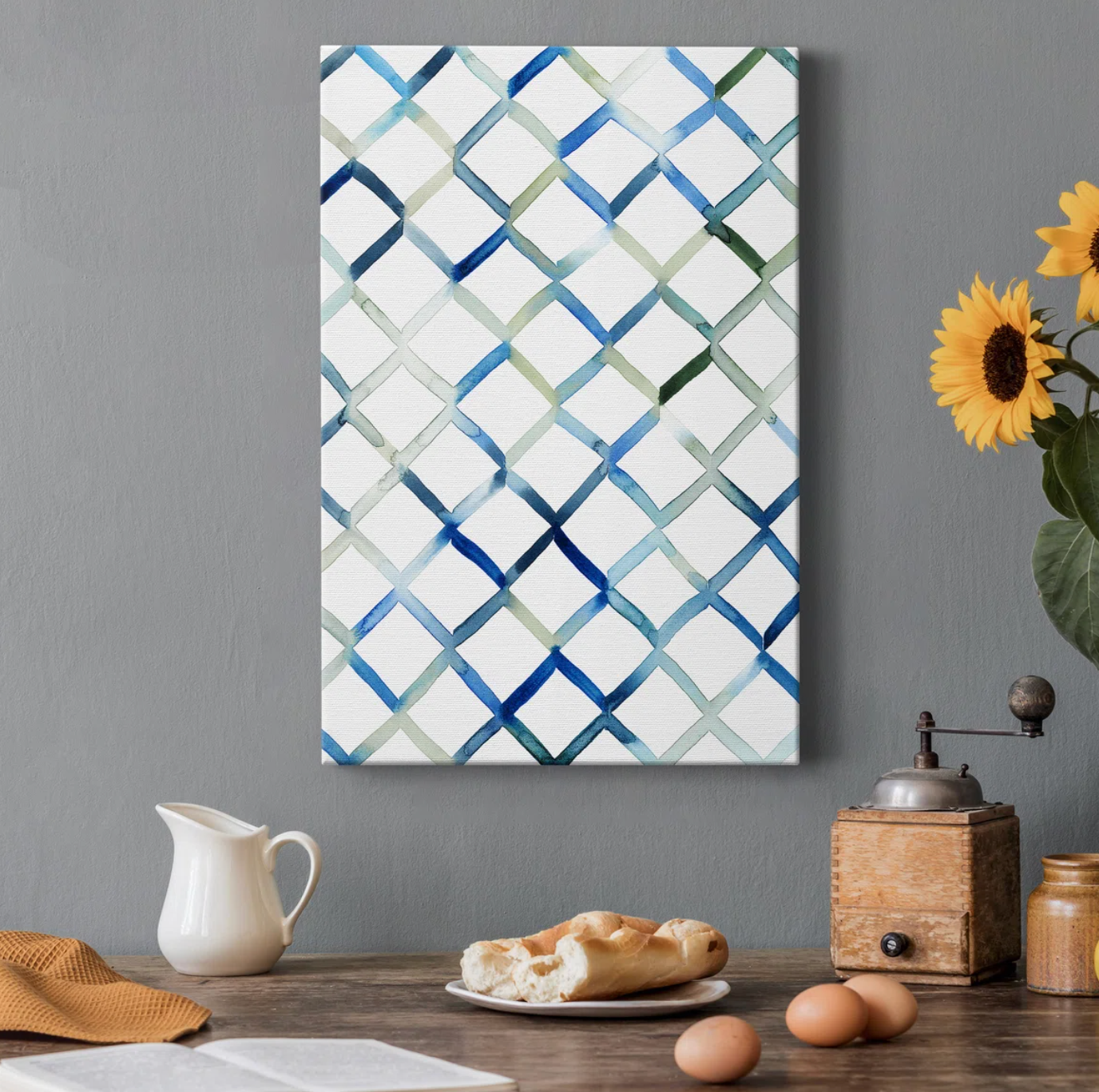 Sea lattice (blue, green, & white) 32x48 canvas 🐬