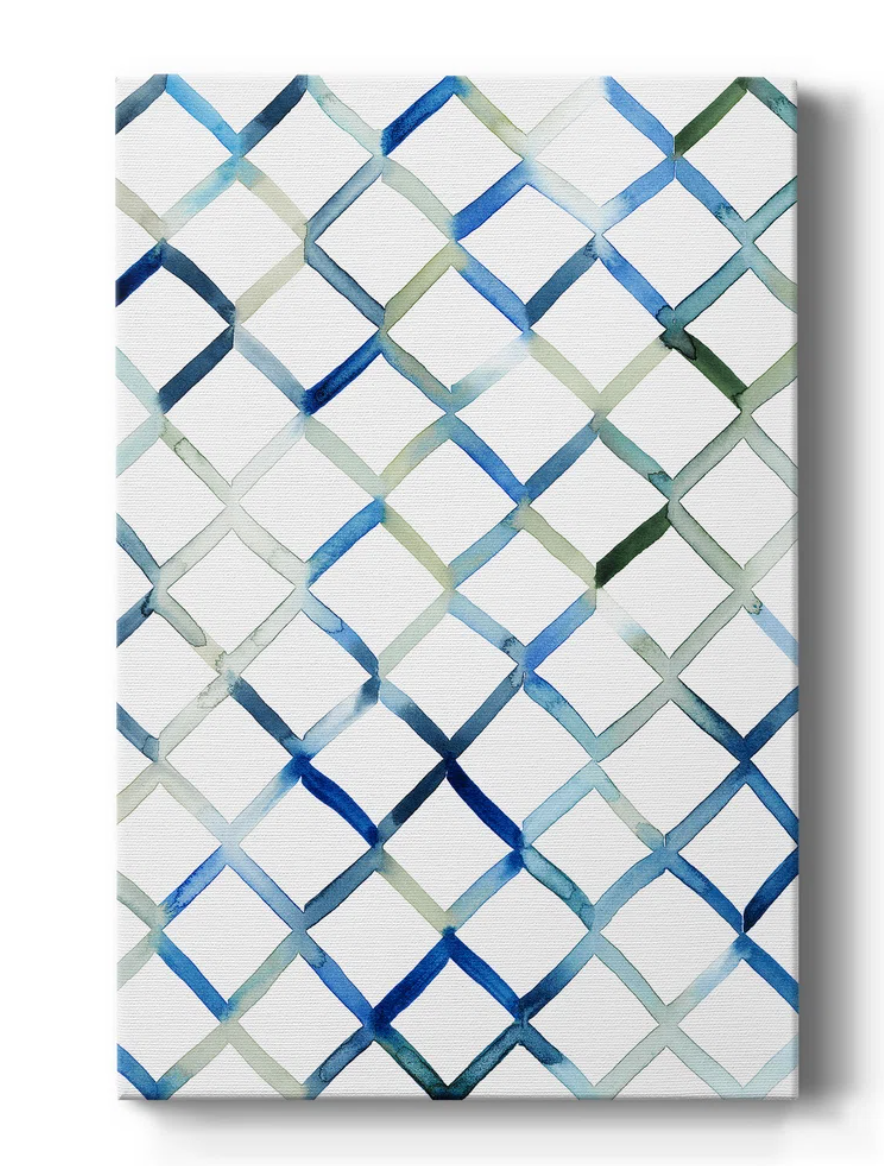 Sea lattice (blue, green, & white) 32x48 canvas 🐬