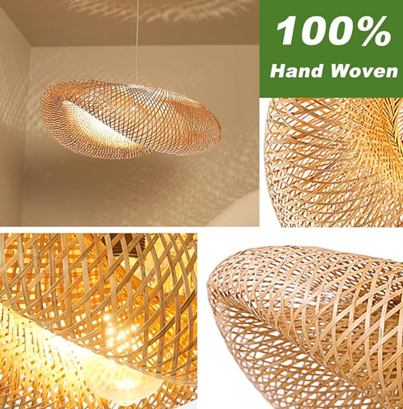 Bamboo bird's nest shape rattan adjustable chandelier 🪺