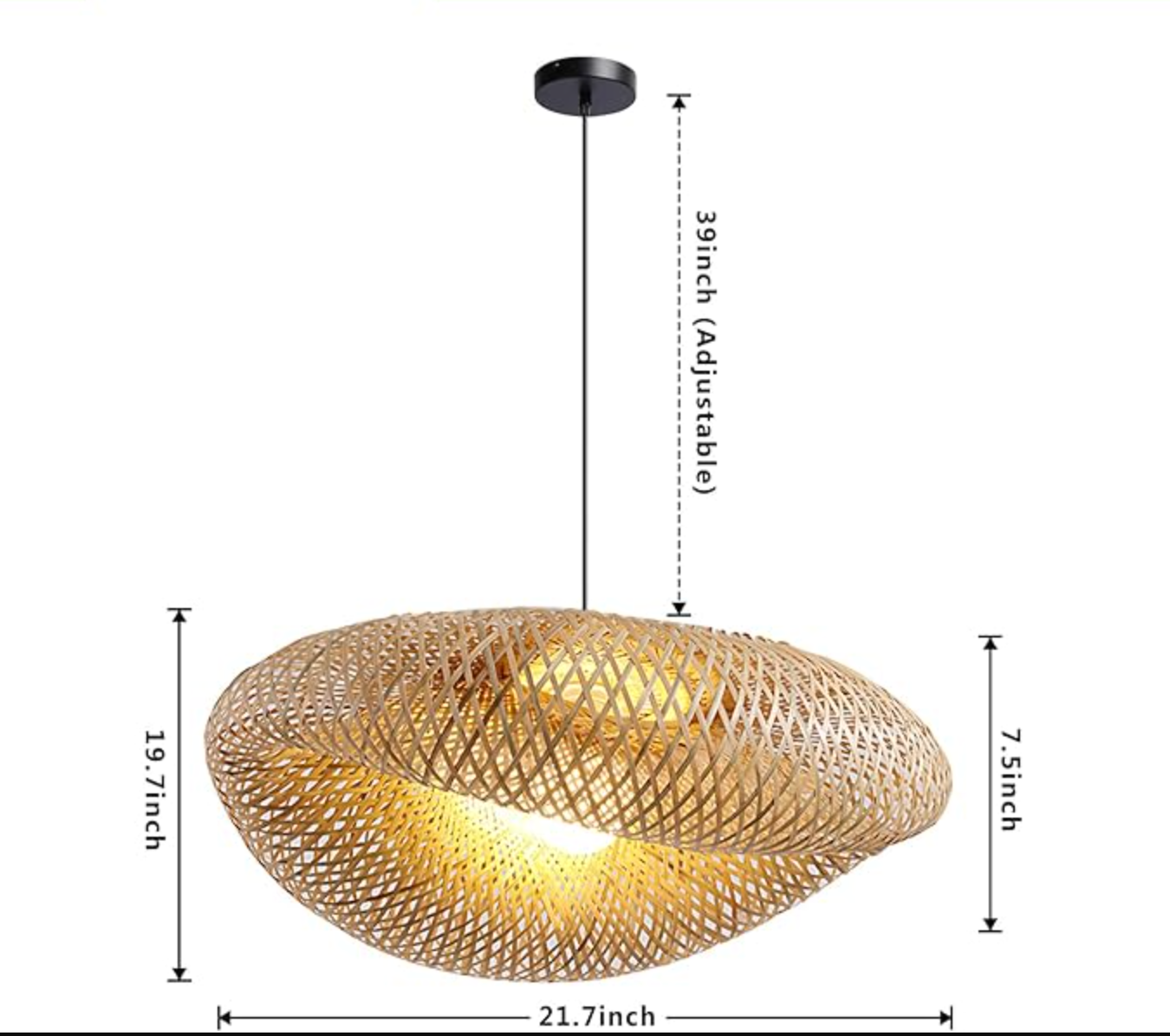 Bamboo bird's nest shape rattan adjustable chandelier 🪺