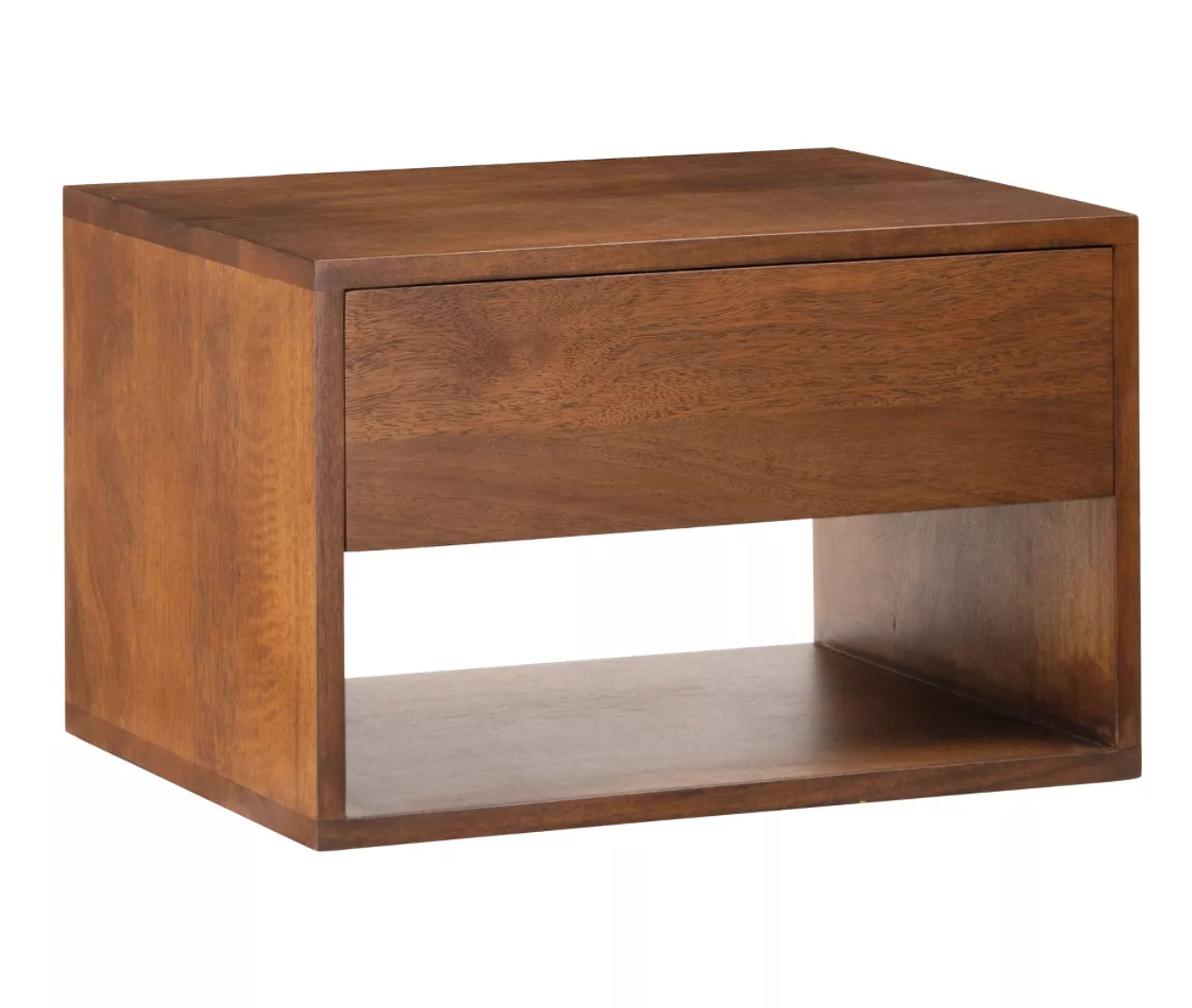 Wall-mounted 12.5" brown wood nightstand w/ storage ☕