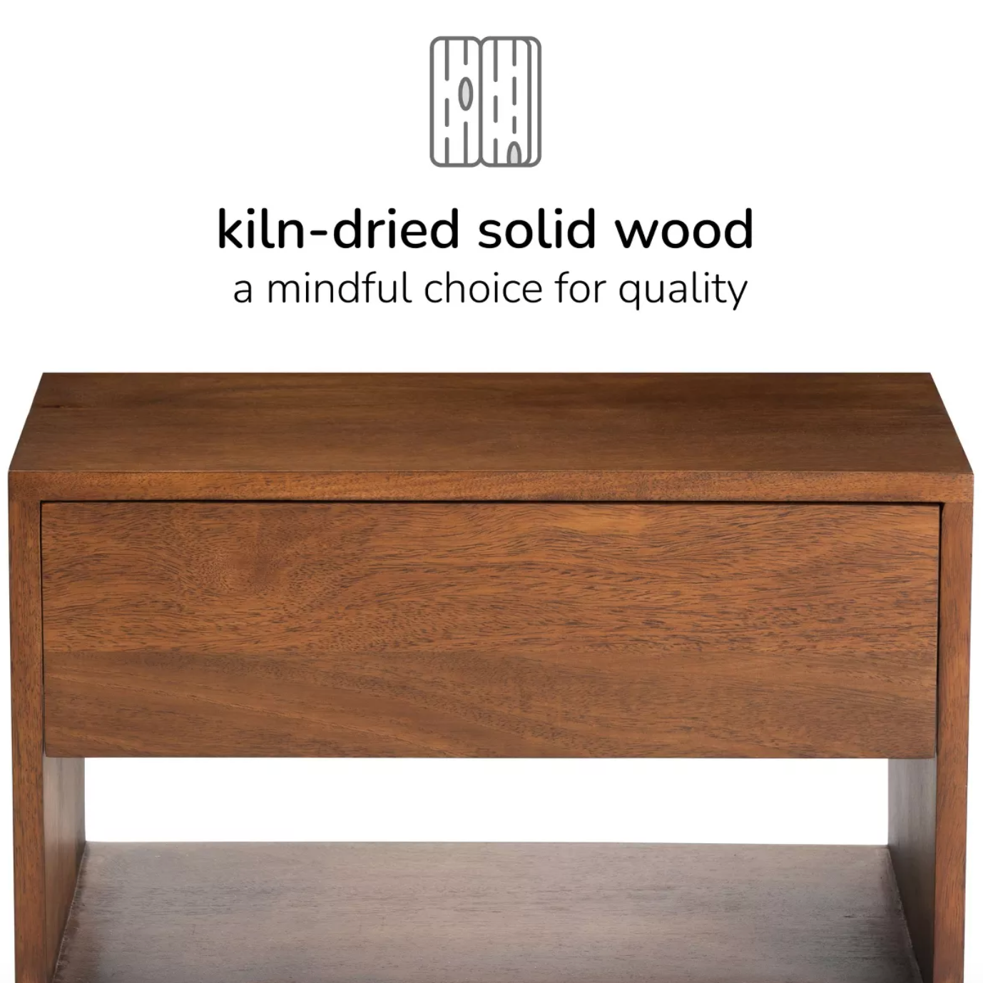Wall-mounted 12.5" brown wood nightstand w/ storage ☕