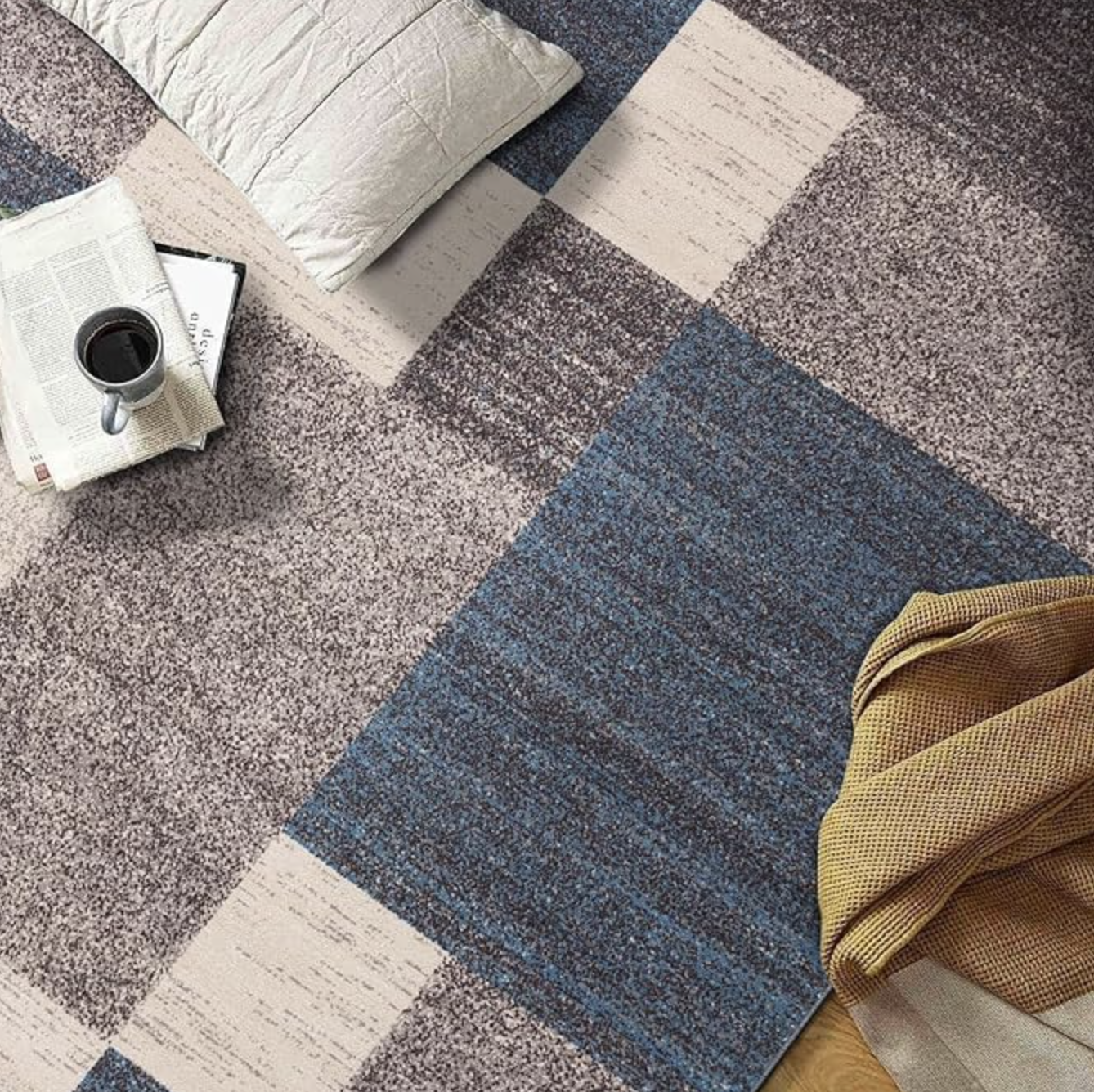 6x9 contemporary boxes non-slip rug 🤎