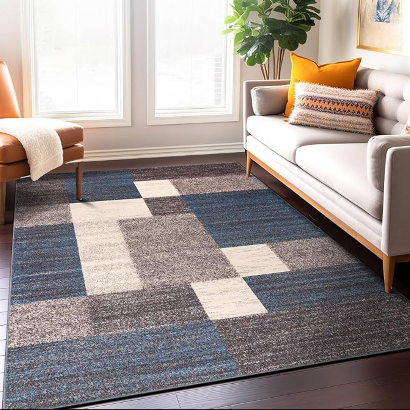 6x9 contemporary boxes non-slip rug 🤎