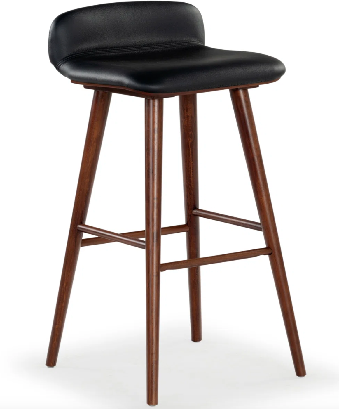 Black leather & walnut wood barstool 🥂