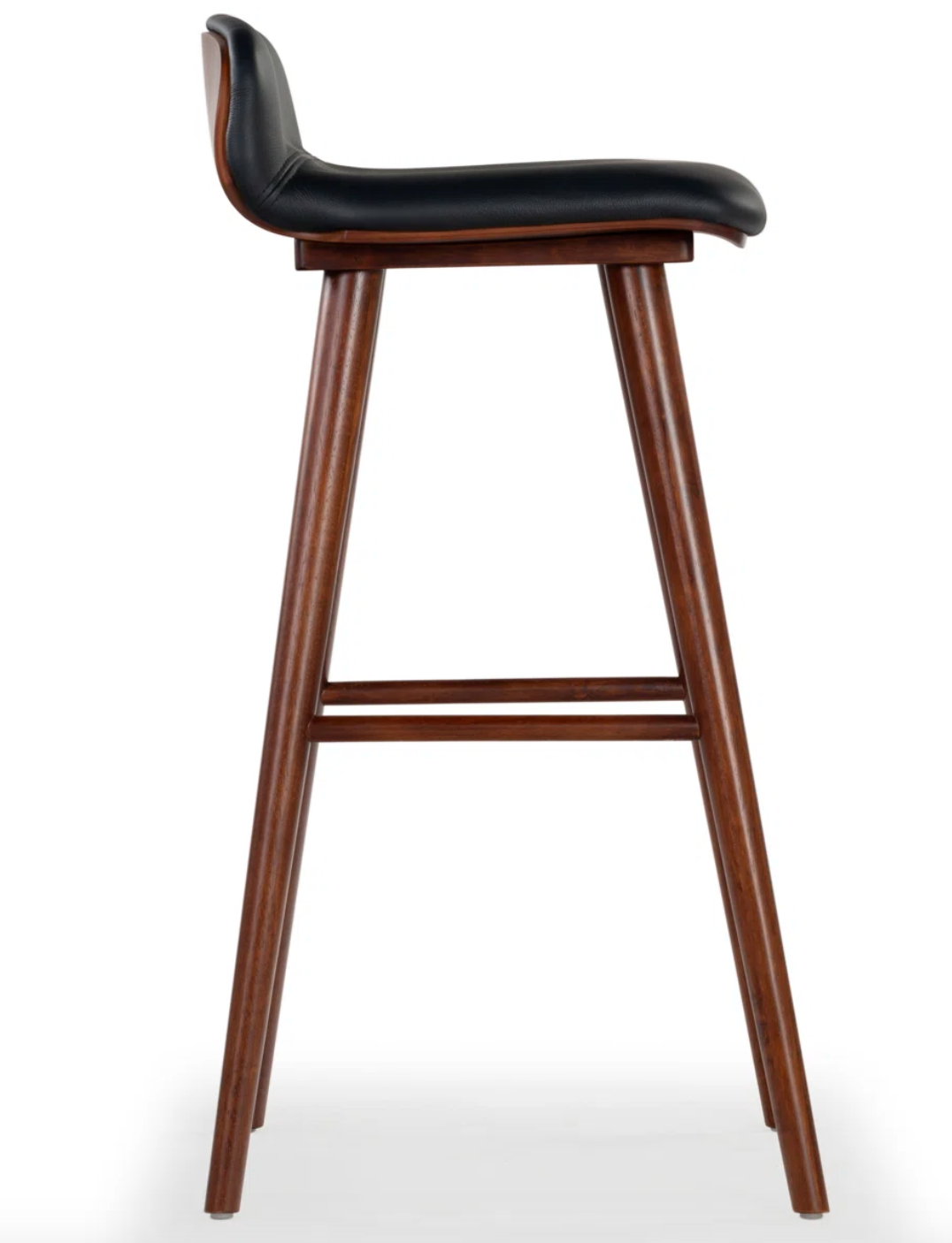 Black leather & walnut wood barstool 🥂