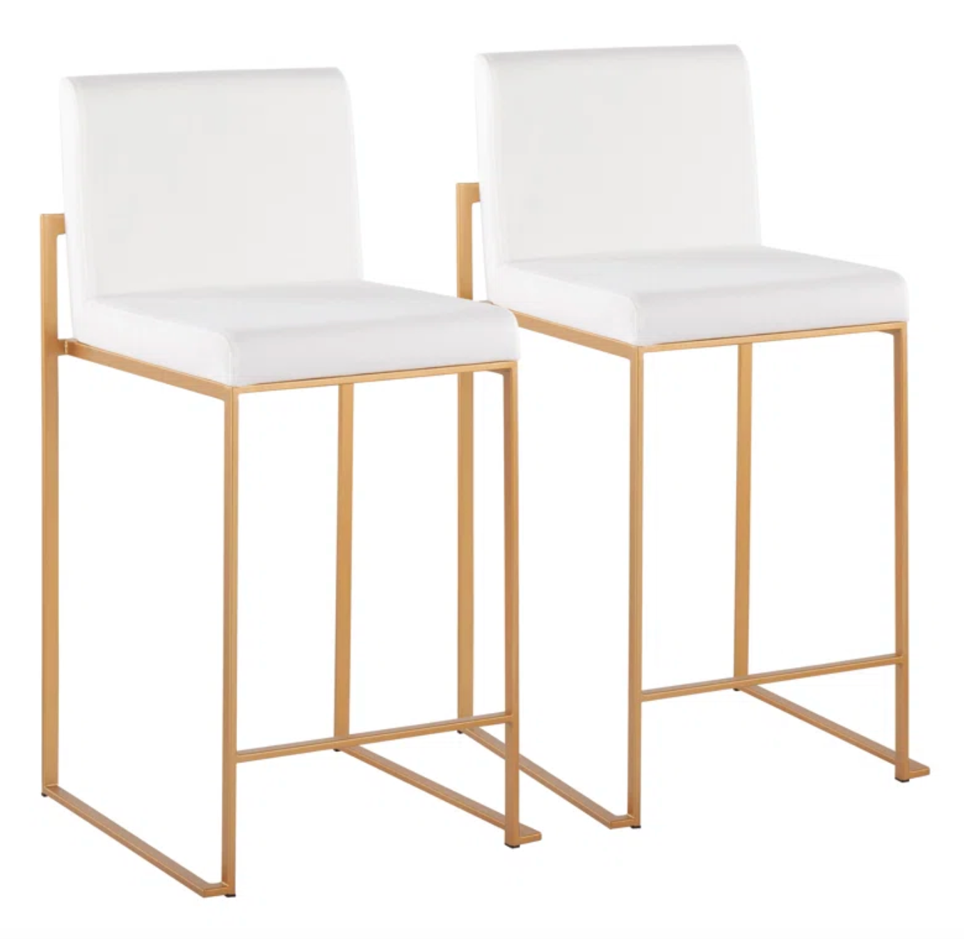 2 white velvet barstools w/ gold metal frame 🥂