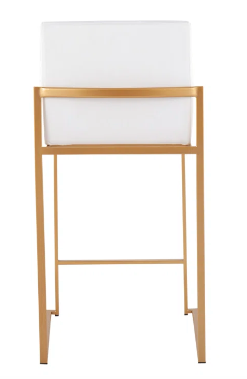 2 white velvet barstools w/ gold metal frame 🥂