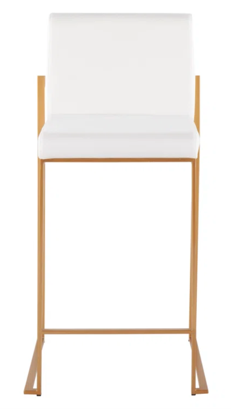 2 white velvet barstools w/ gold metal frame 🥂