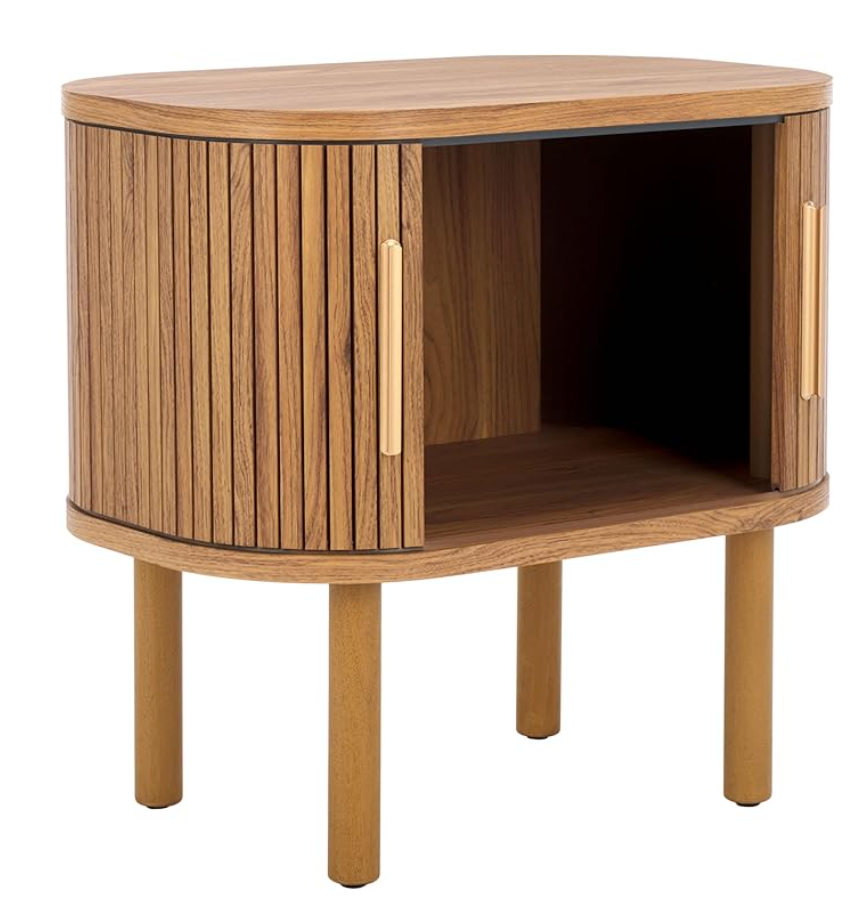 MCM 21''W oak & gold 2-door nightstand ✨