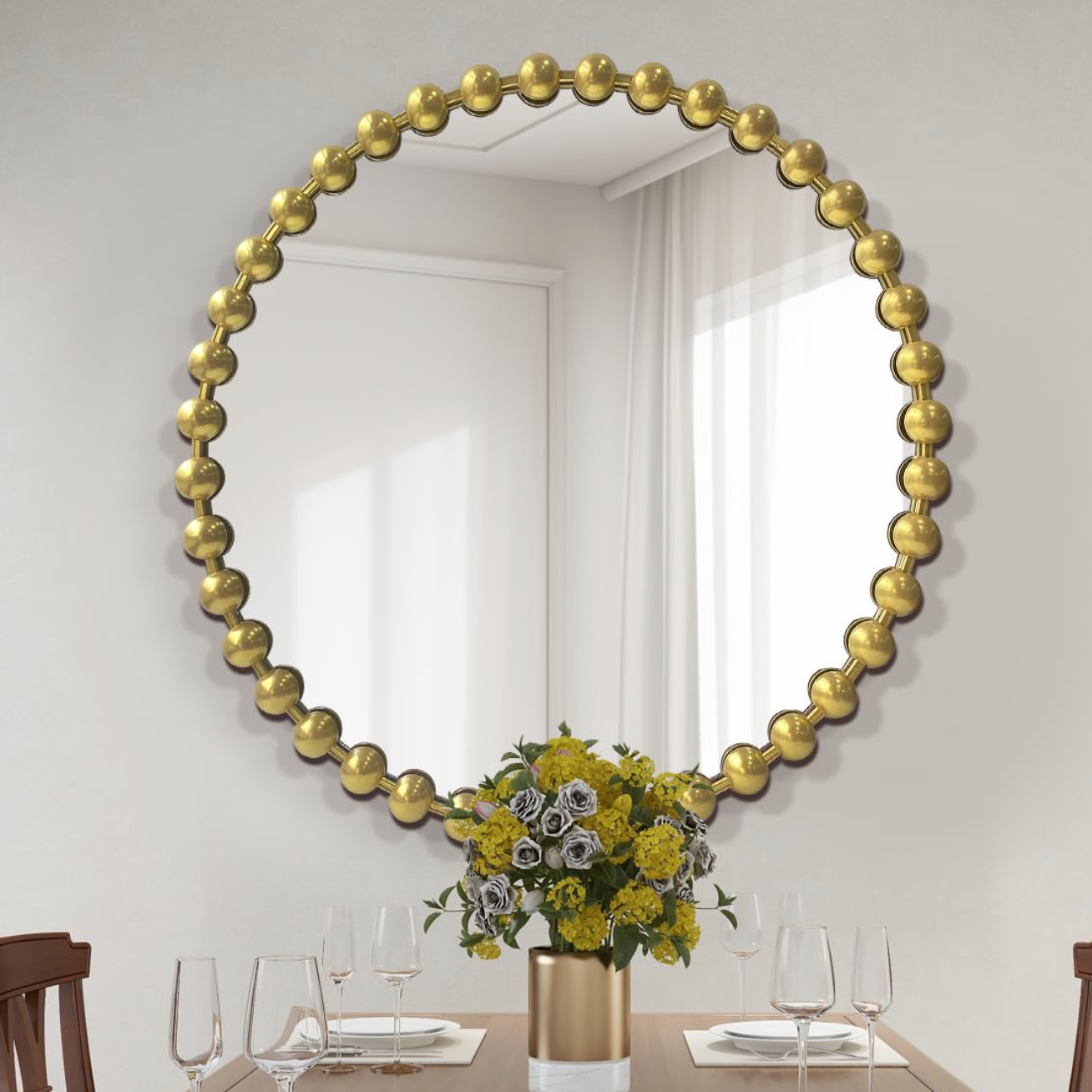 24" round ornate gold mirror 🌟