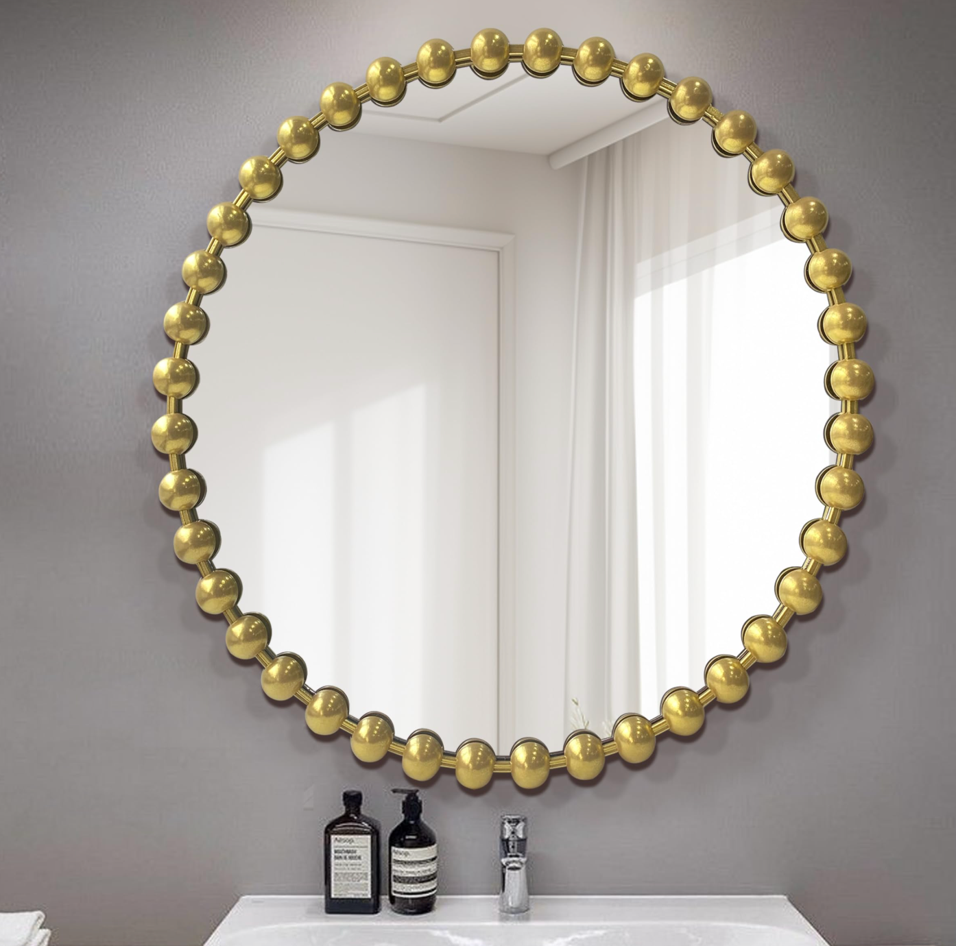 24" round ornate gold mirror 🌟