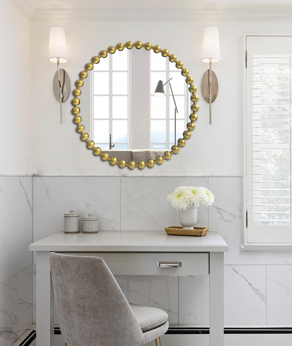 24" round ornate gold mirror 🌟