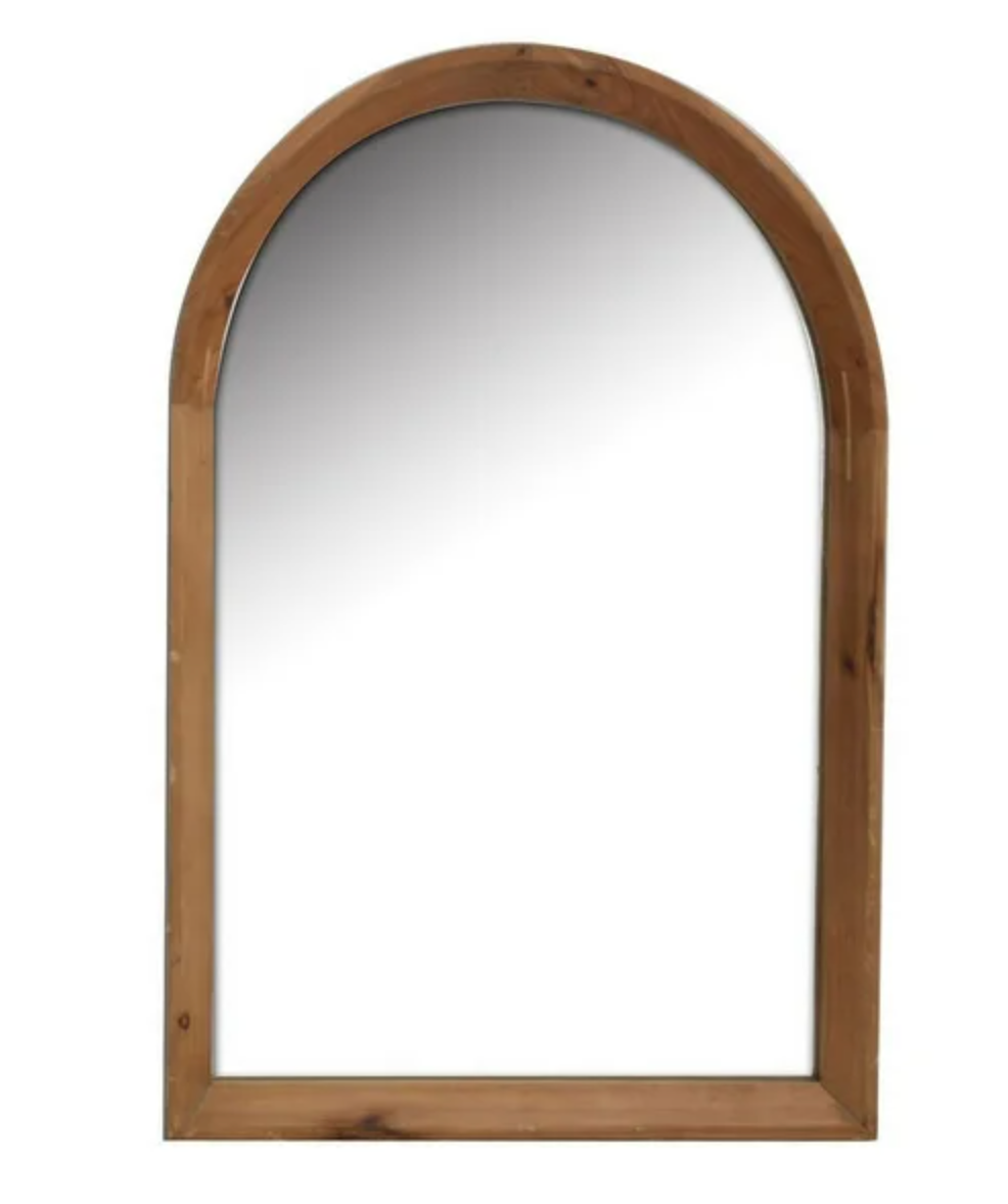 Brown arched 20x30 wood farmhouse wall mirror 🌻