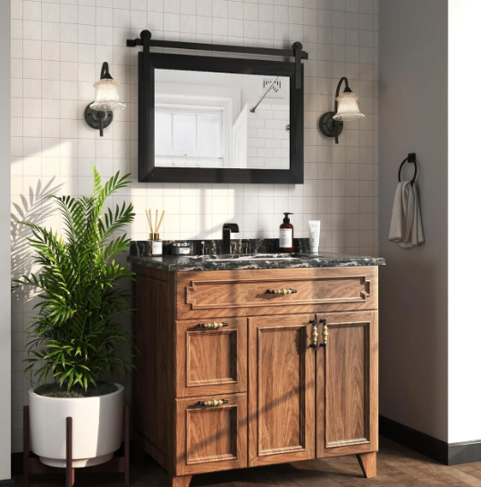 Farmhouse 26x41 black barn door mirror 🧺