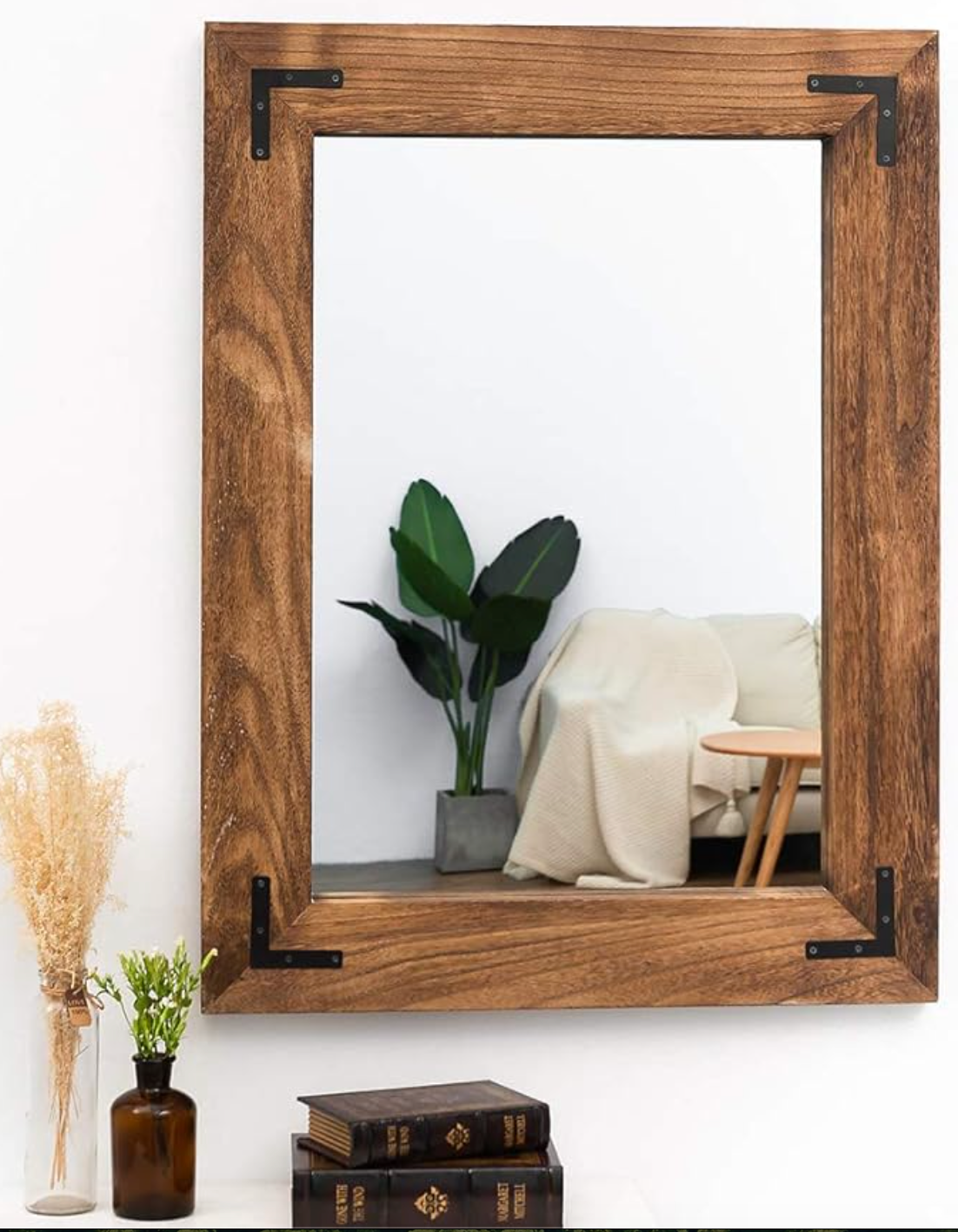 Rustic 24x32 wooden framed brown wall mirror 🐿
