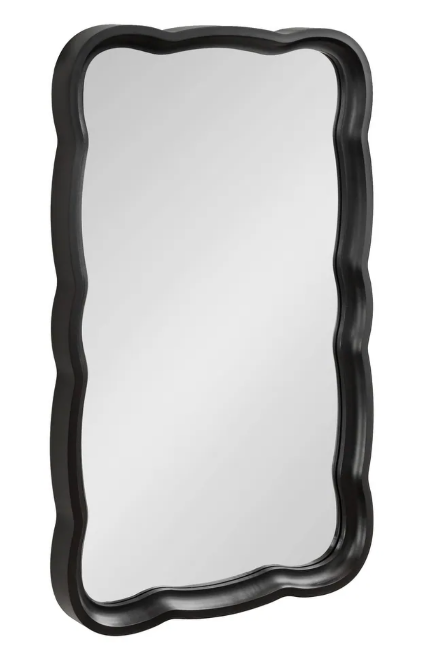 Black scalloped 24x38 wood mirror 🖤