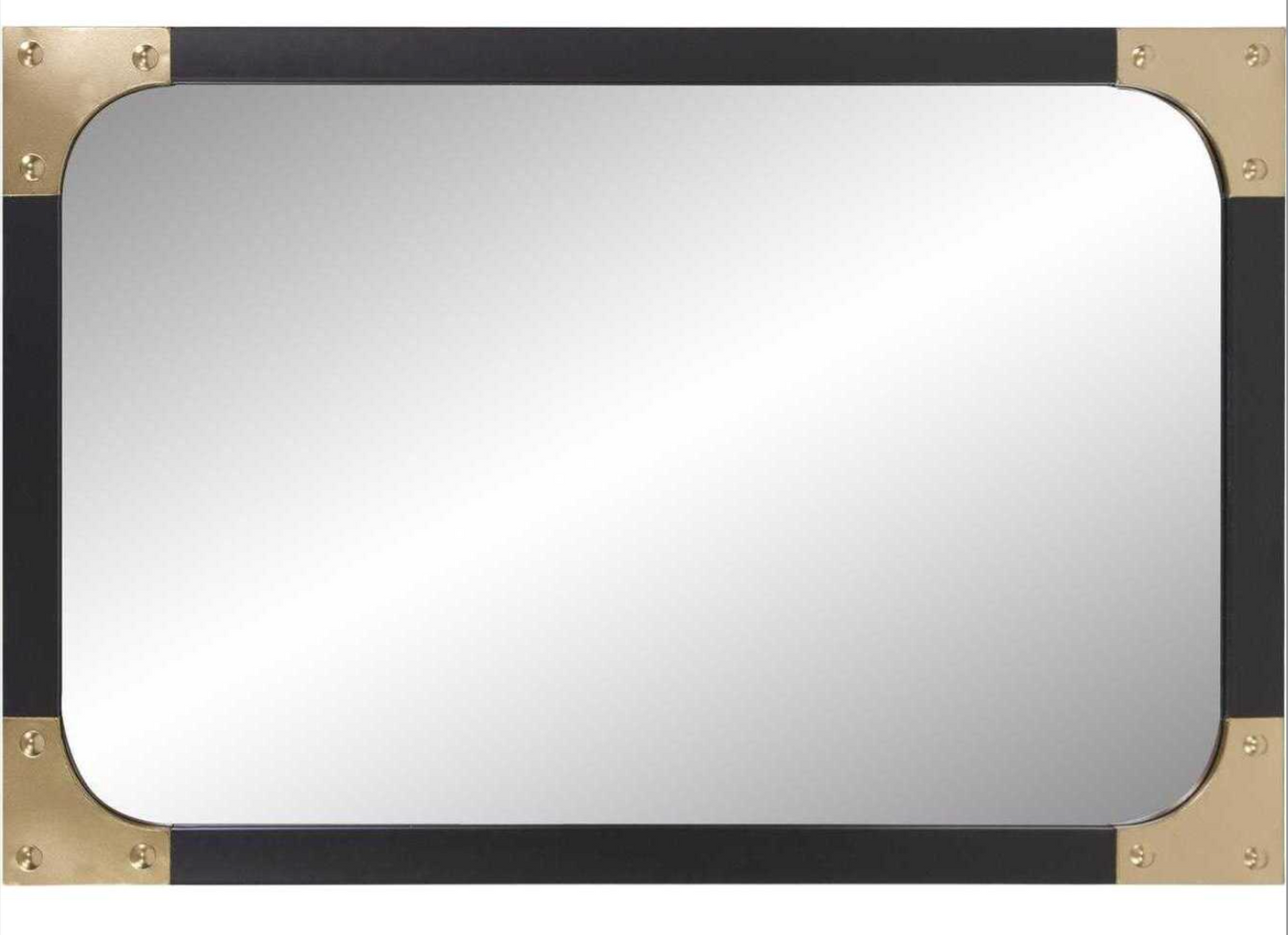 Matte black 24x36 rectangular mirror w/ gold corner ✨