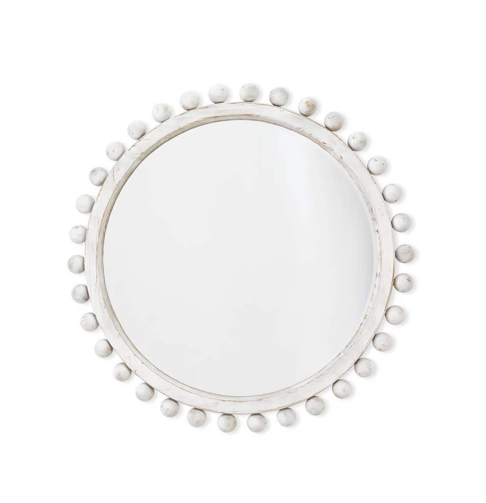 Jamie Young 34" white-washed round wood mirror 🤍