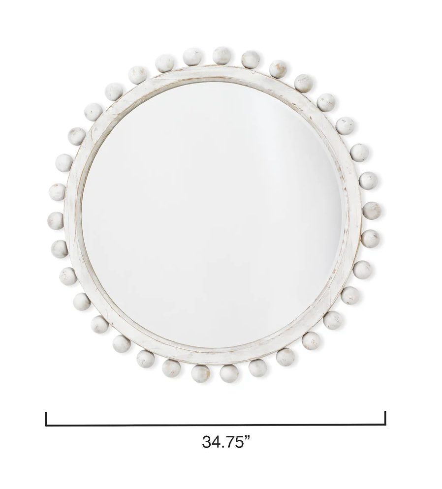 Jamie Young 34" white-washed round wood mirror 🤍