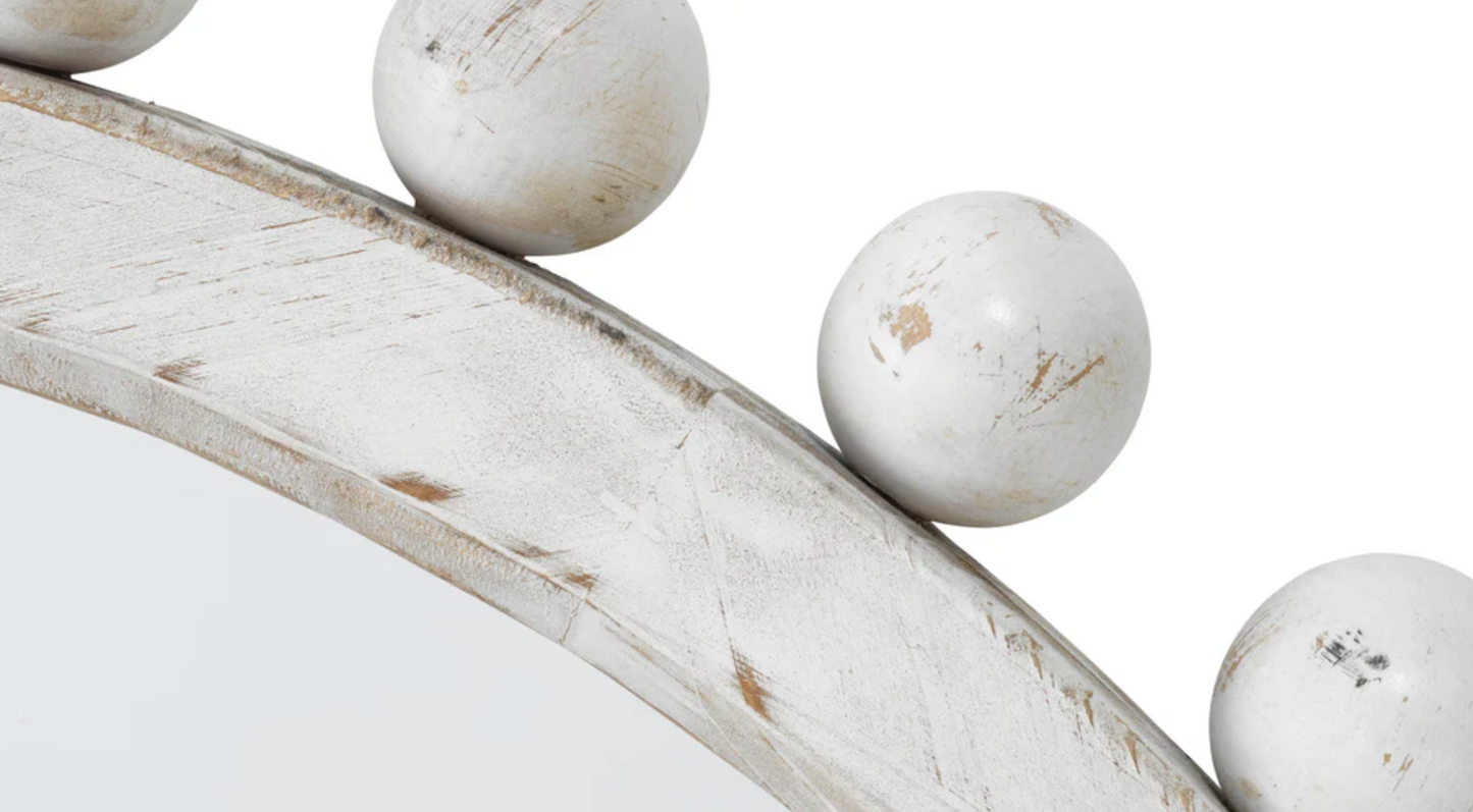 Jamie Young 34" white-washed round wood mirror 🤍