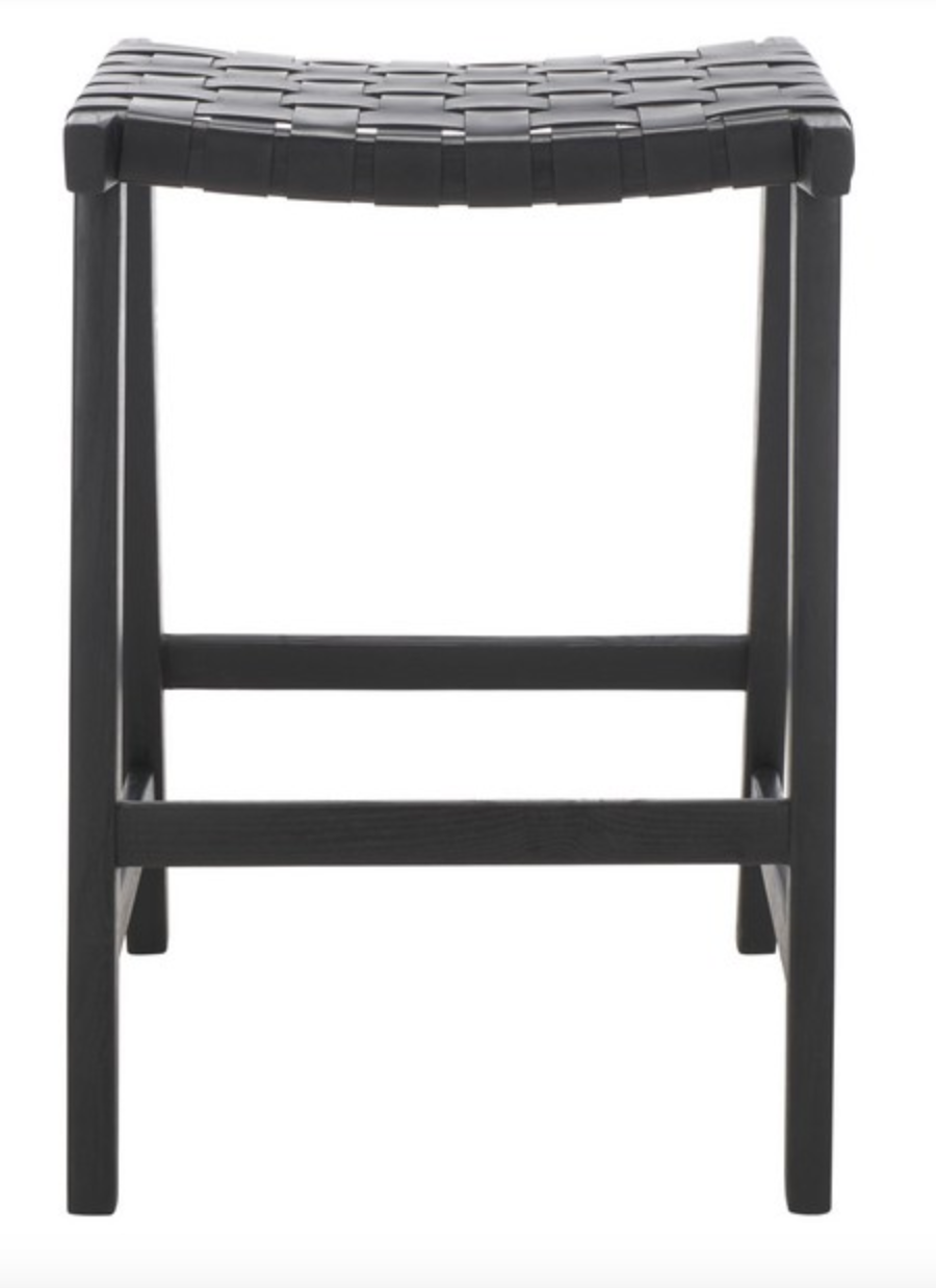 Black woven backless counterheight barstool 🥂