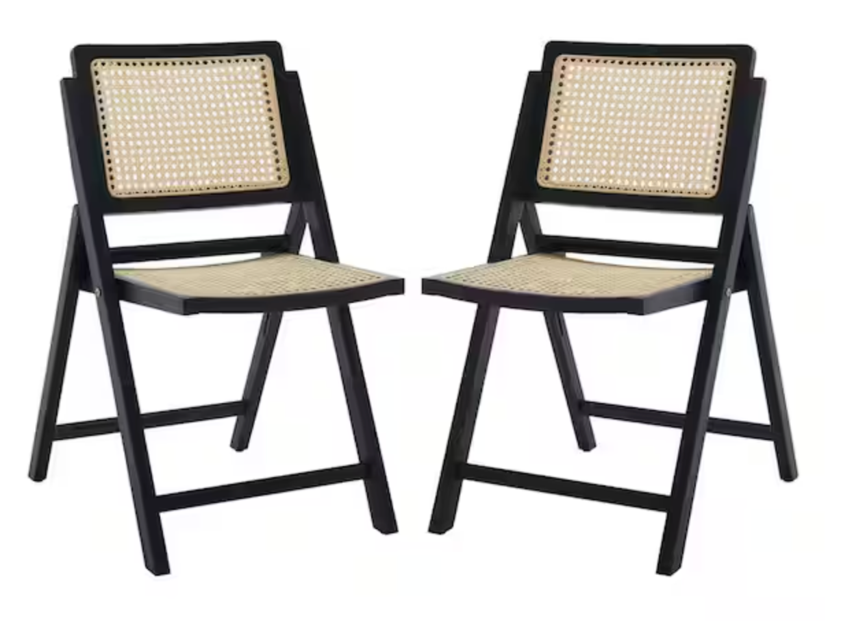 2 black/natural 17.8 in. foldable wood dining chairs 🖤