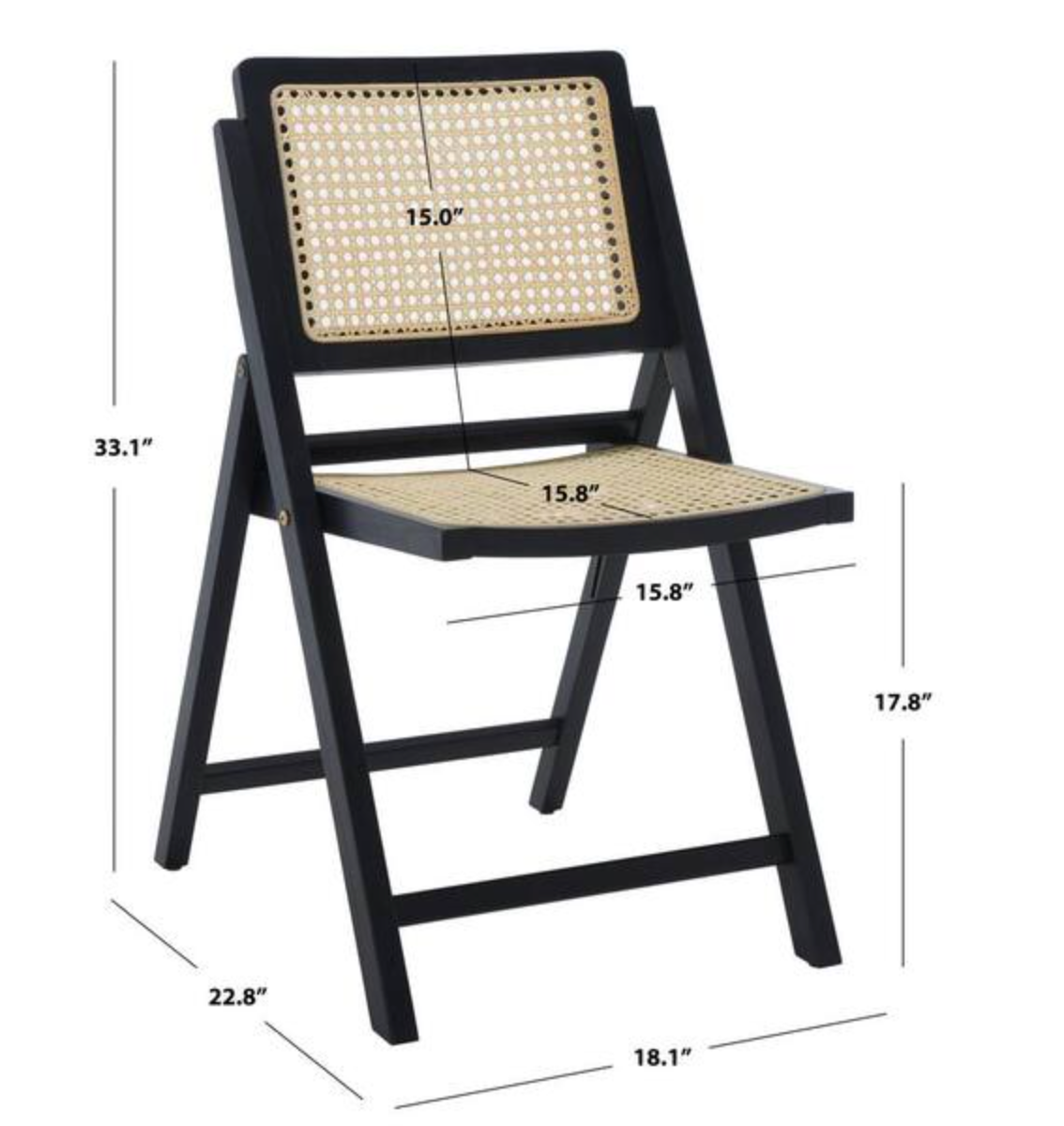 2 black/natural 17.8 in. foldable wood dining chairs 🖤