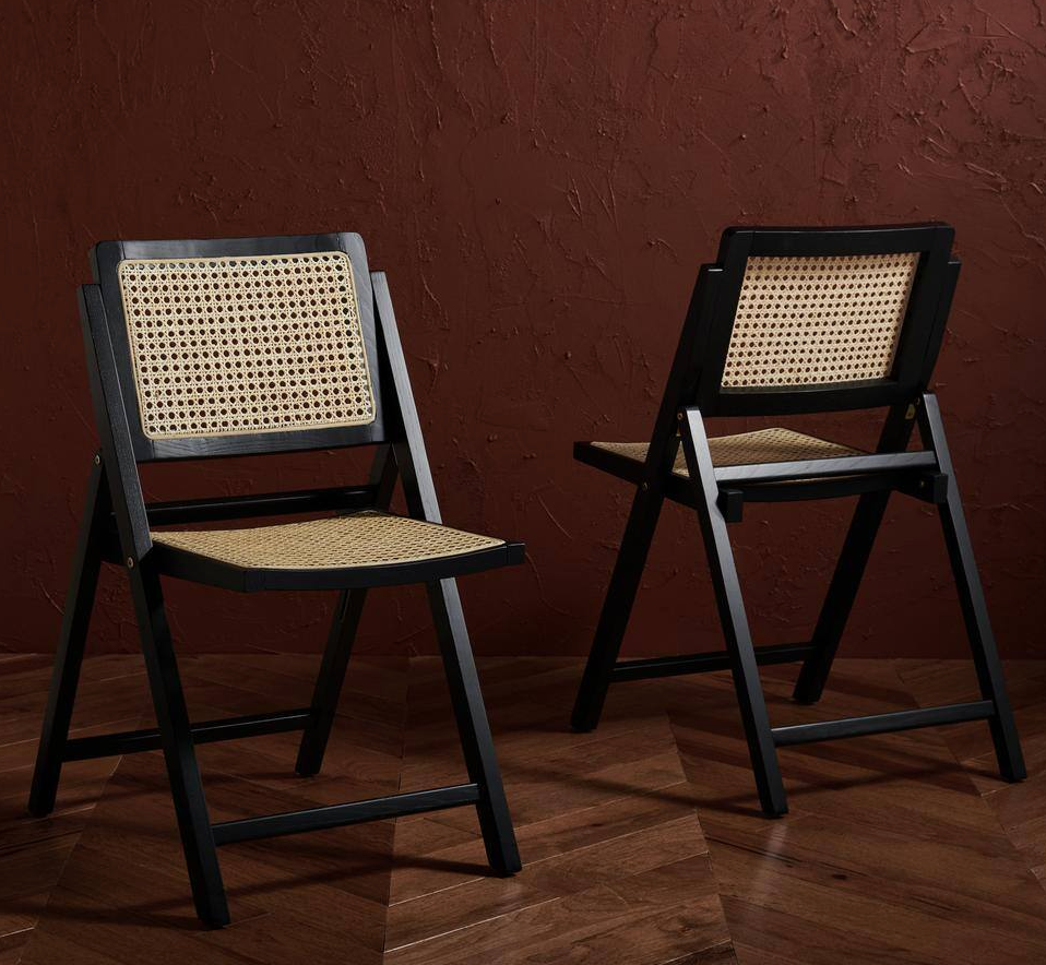 2 black/natural 17.8 in. foldable wood dining chairs 🖤