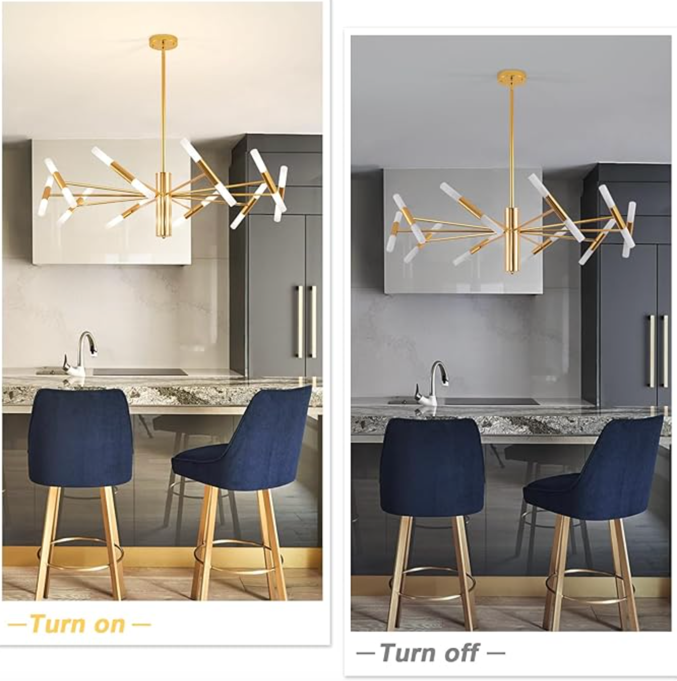 Gold 20-light rustic modern 38.5" candle chandelier ✨
