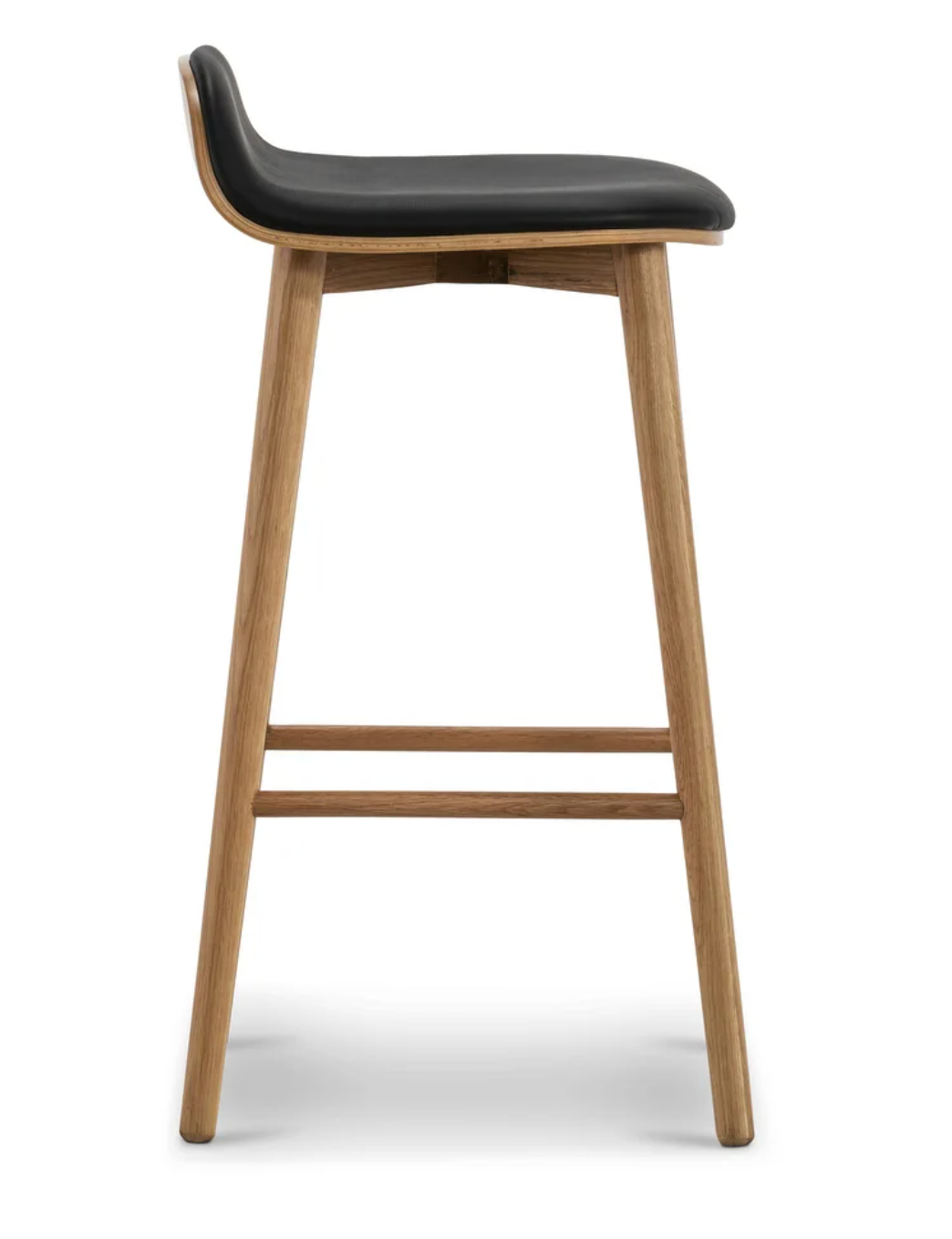 Poly & Bark black leather counterheight barstool w/ solid oak wood frame 🥂